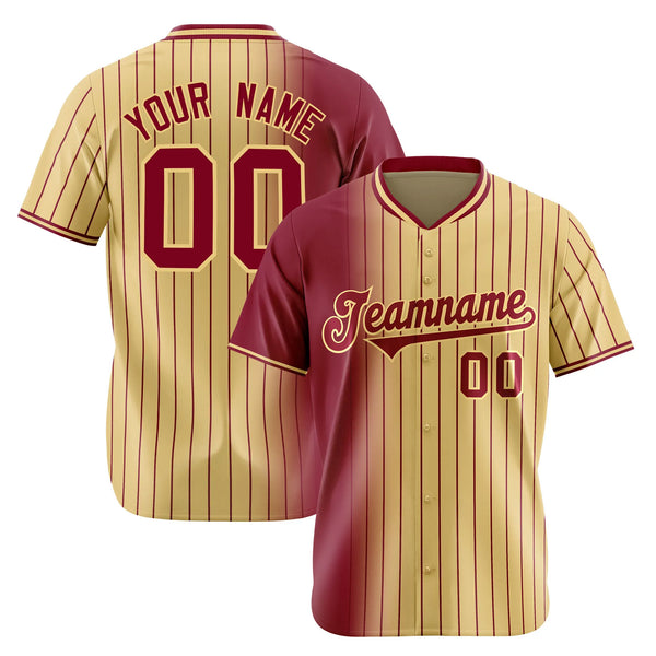Custom Crimson Old Gold Pinstripe Crimson Authentic Baseball Jersey