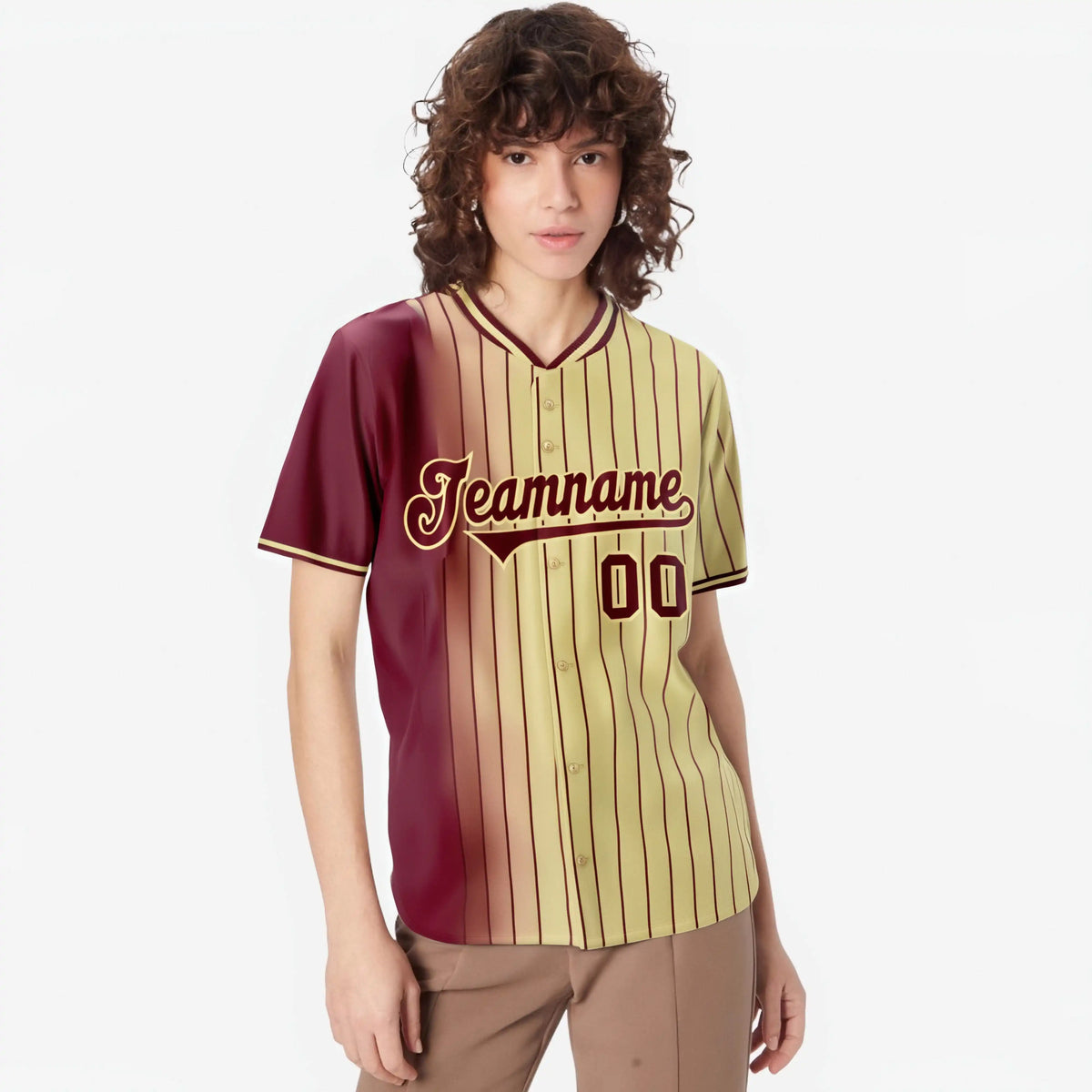 Custom Crimson Old-Gold Pinstripe Crimson Authentic Baseball Jersey