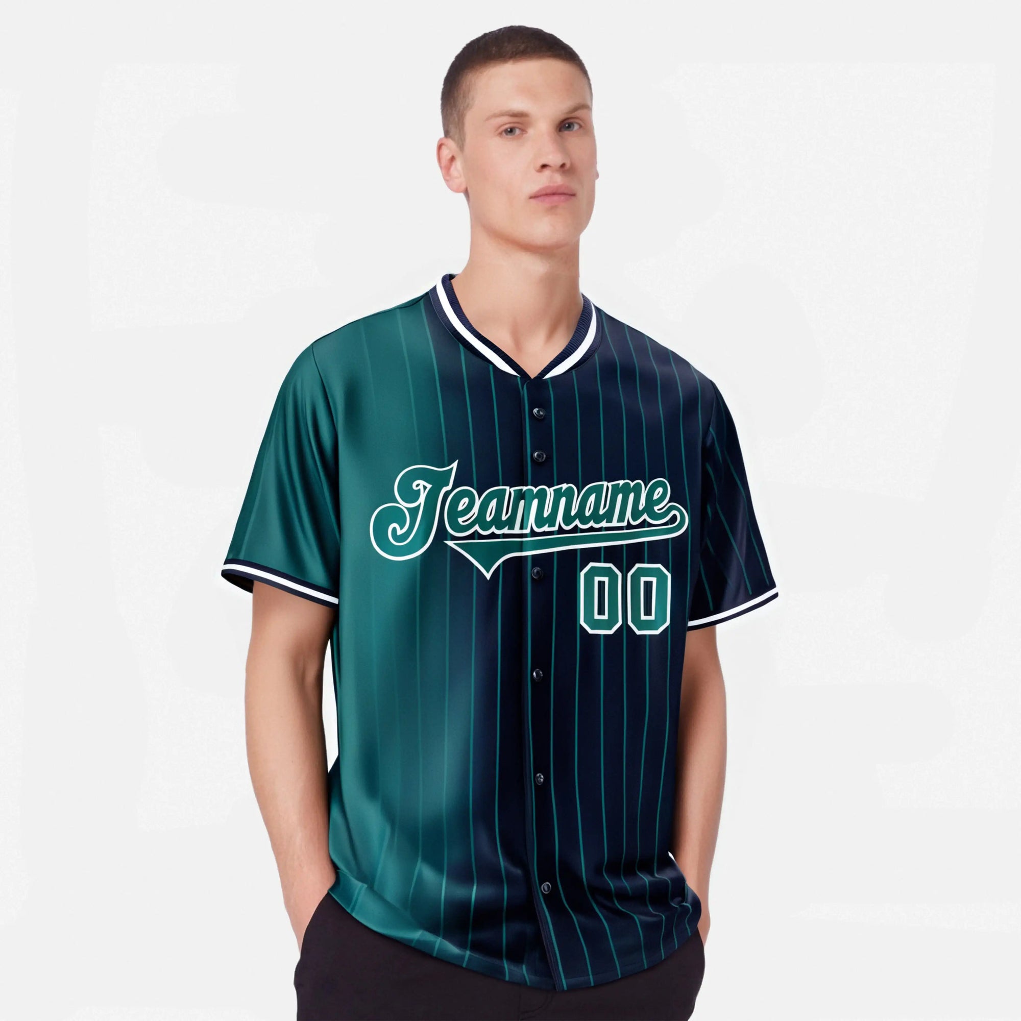 Custom Midnight-Green Navy Pinstripe Midnight-Green Authentic Baseball Jersey