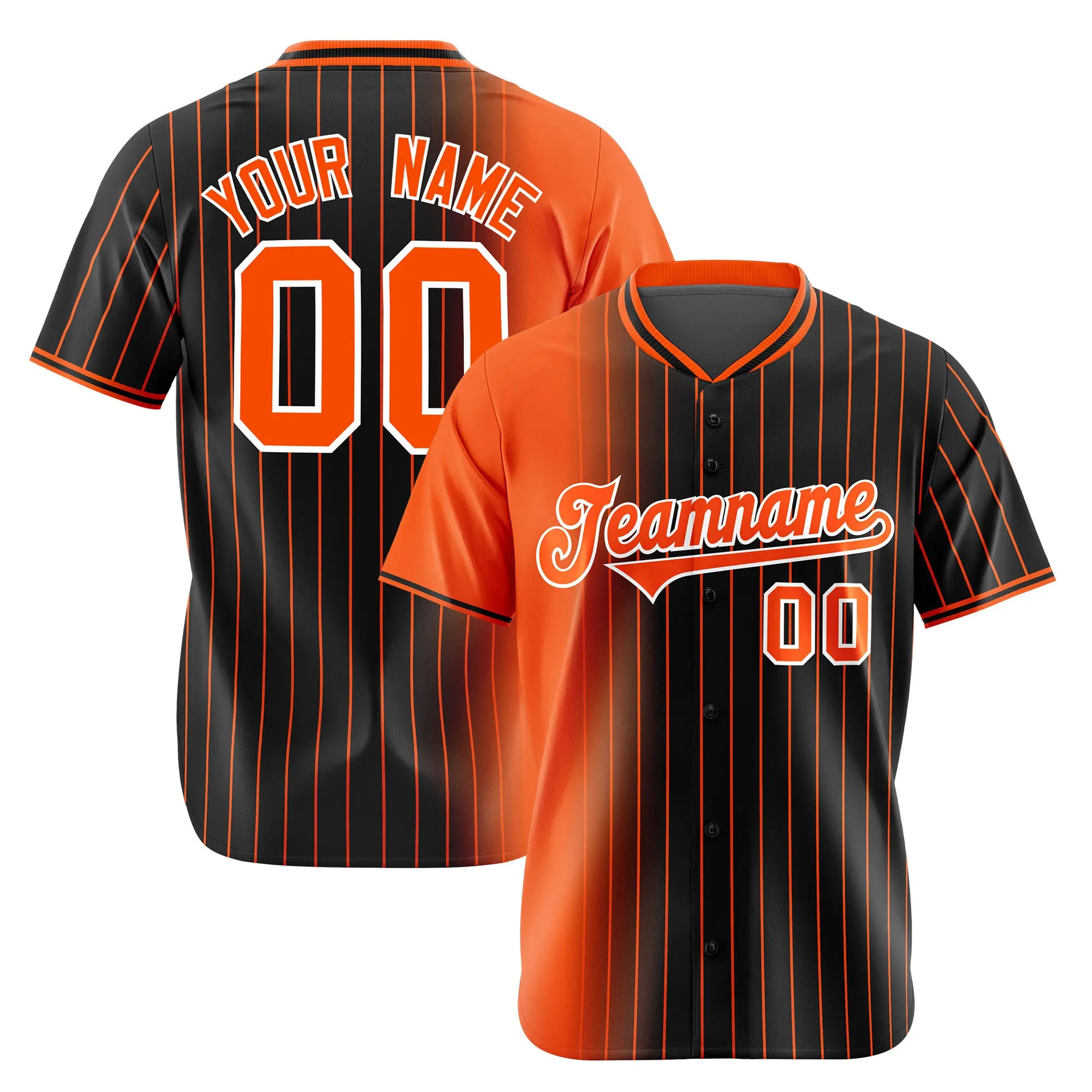 Custom Bay-Orange Black Pinstripe Bay-Orange Authentic Baseball Jersey