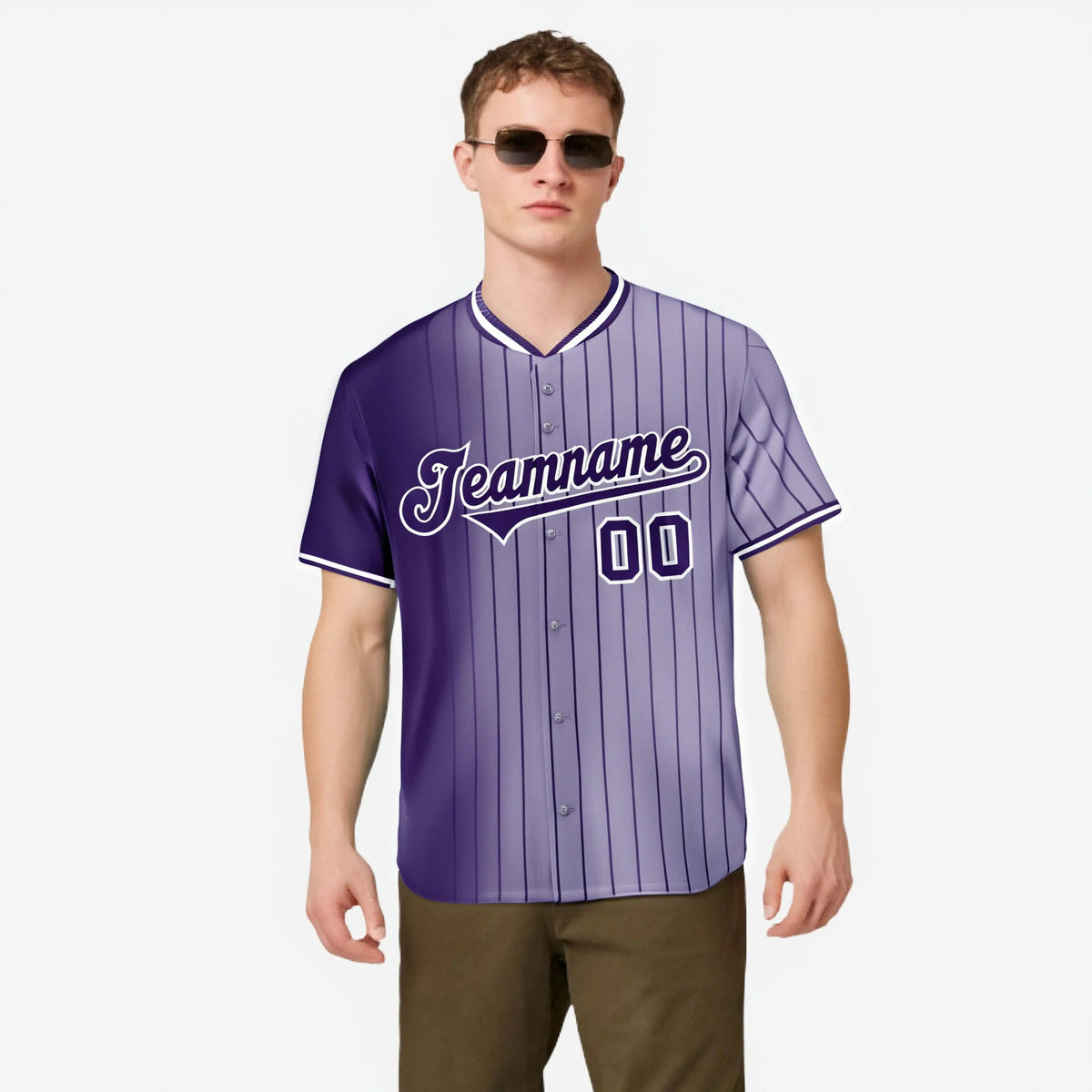 Custom Purple Light Purple Pinstripe Purple Authentic Baseball Jersey