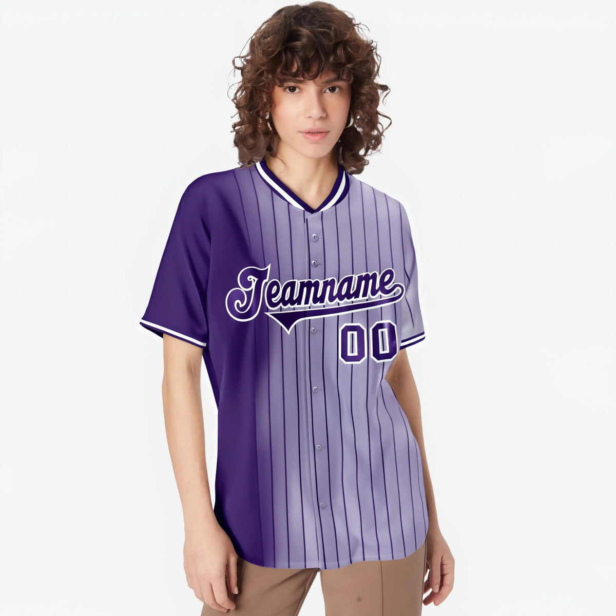 Custom Purple Light Purple Pinstripe Purple Authentic Baseball Jersey