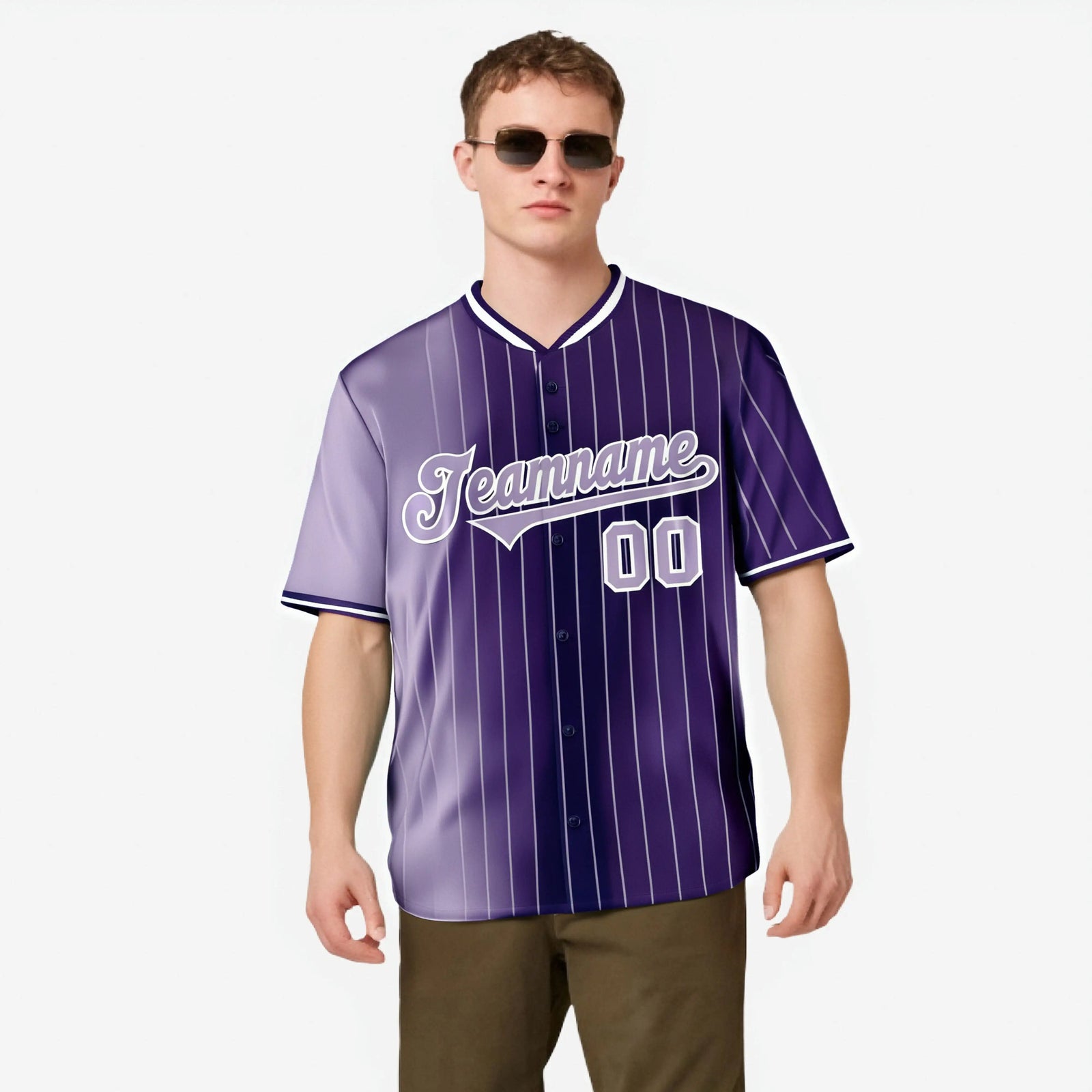 Custom Light Purple Purple Pinstripe Light Purple Authentic Baseball Jersey