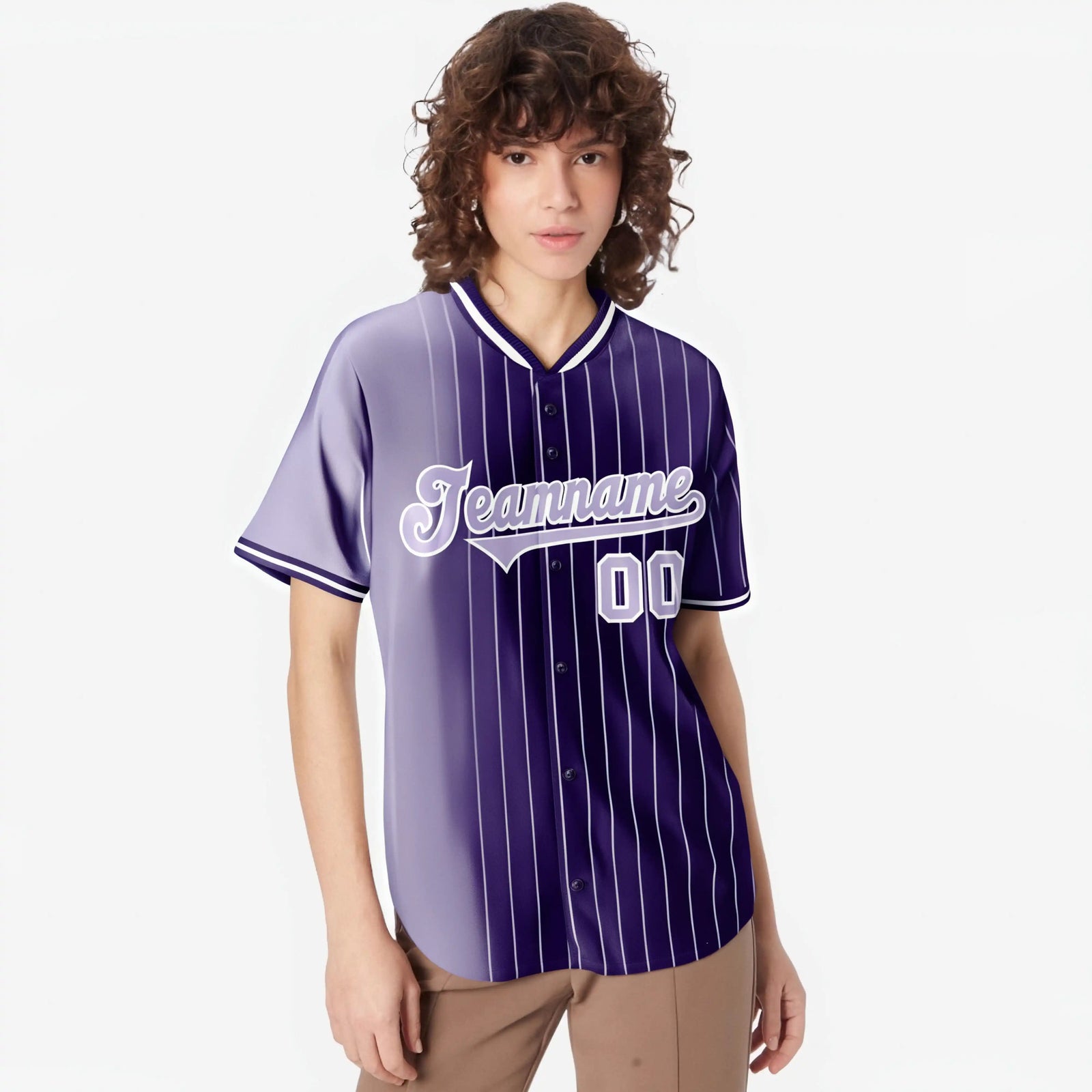 Custom Light Purple Purple Pinstripe Light Purple Authentic Baseball Jersey
