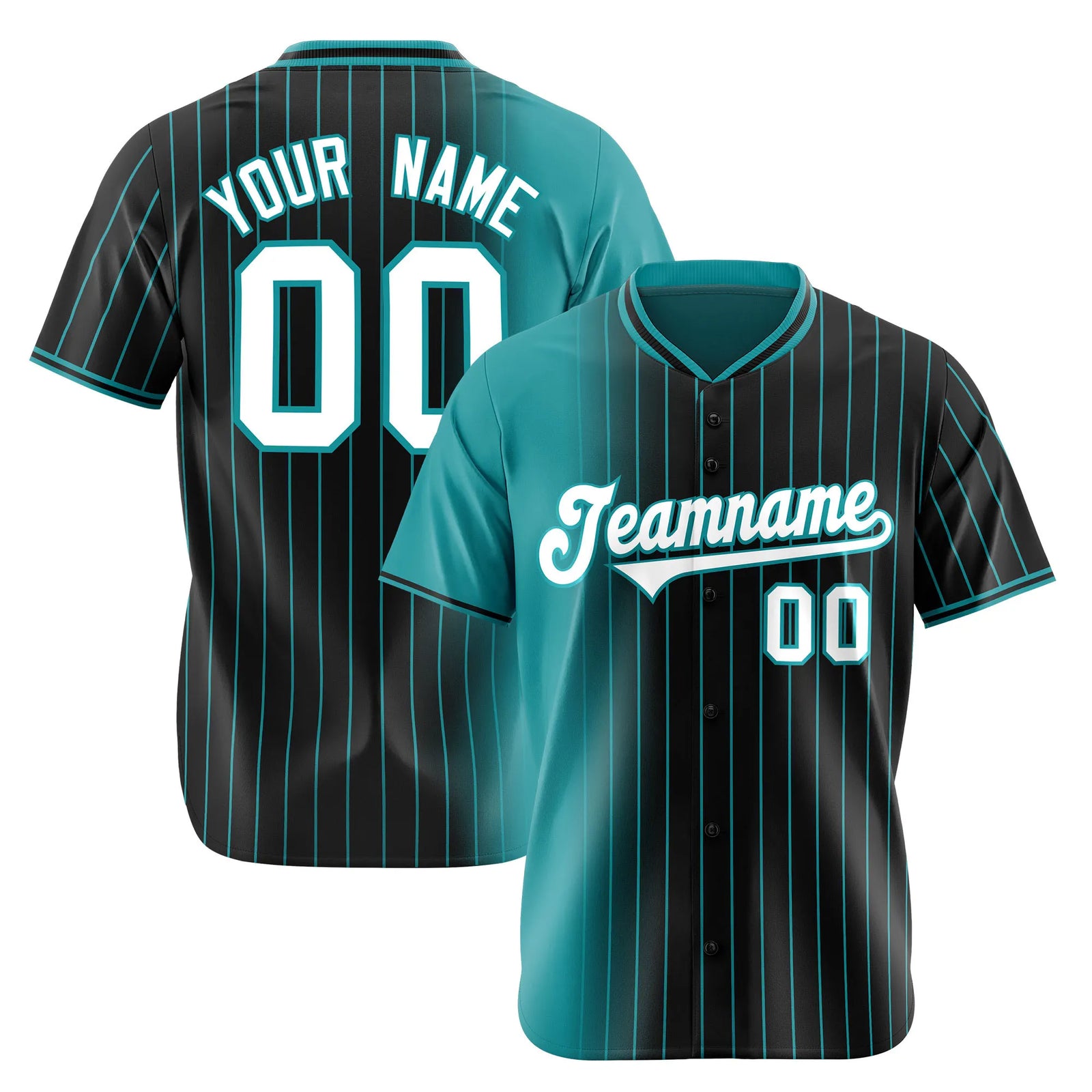 Custom Light Blue Black Pinstripe White Authentic Baseball Jersey