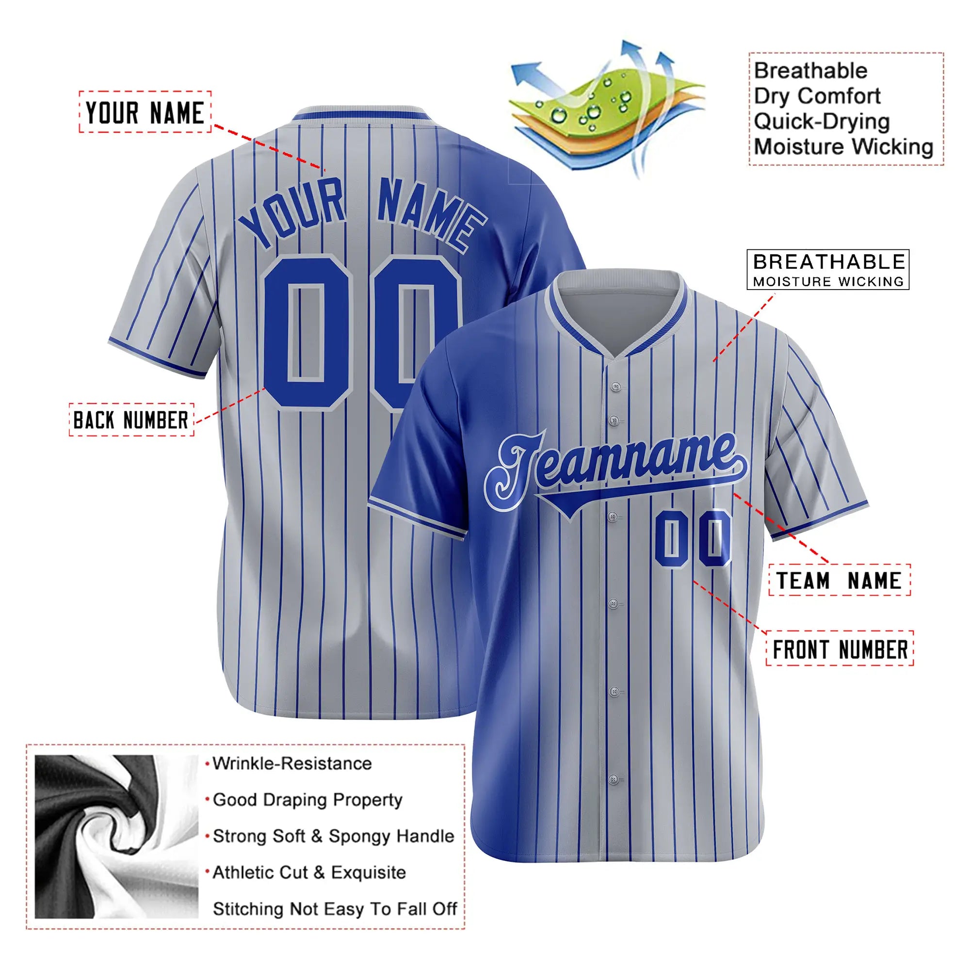 Custom Purple Gray Pinstripe Purple Authentic Baseball Jersey