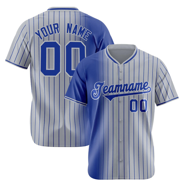 Custom Blue Gray Pinstripe Purple Authentic Baseball Jersey