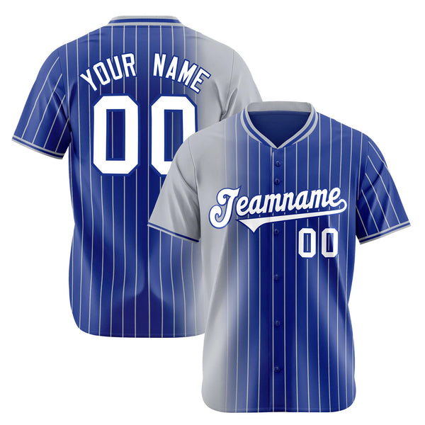 Custom Gray Blue Pinstripe White Authentic Baseball Jersey