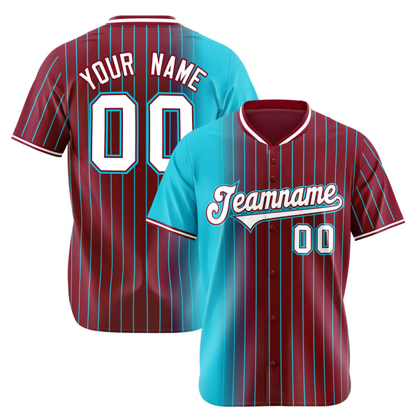 Custom Light Blue Crimson Pinstripe White Authentic Baseball Jersey