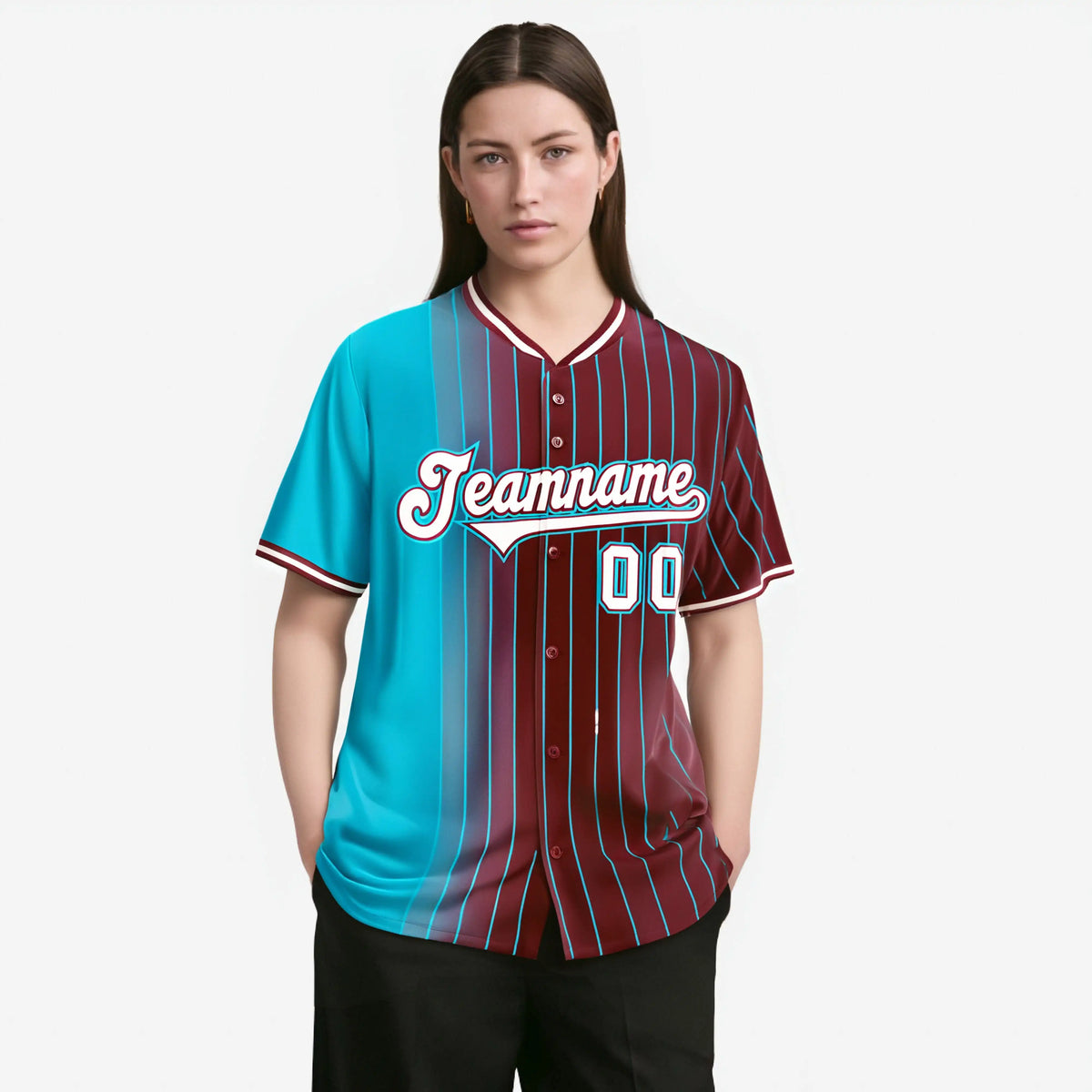 Custom Light-Blue Crimson Pinstripe White Authentic Baseball Jersey