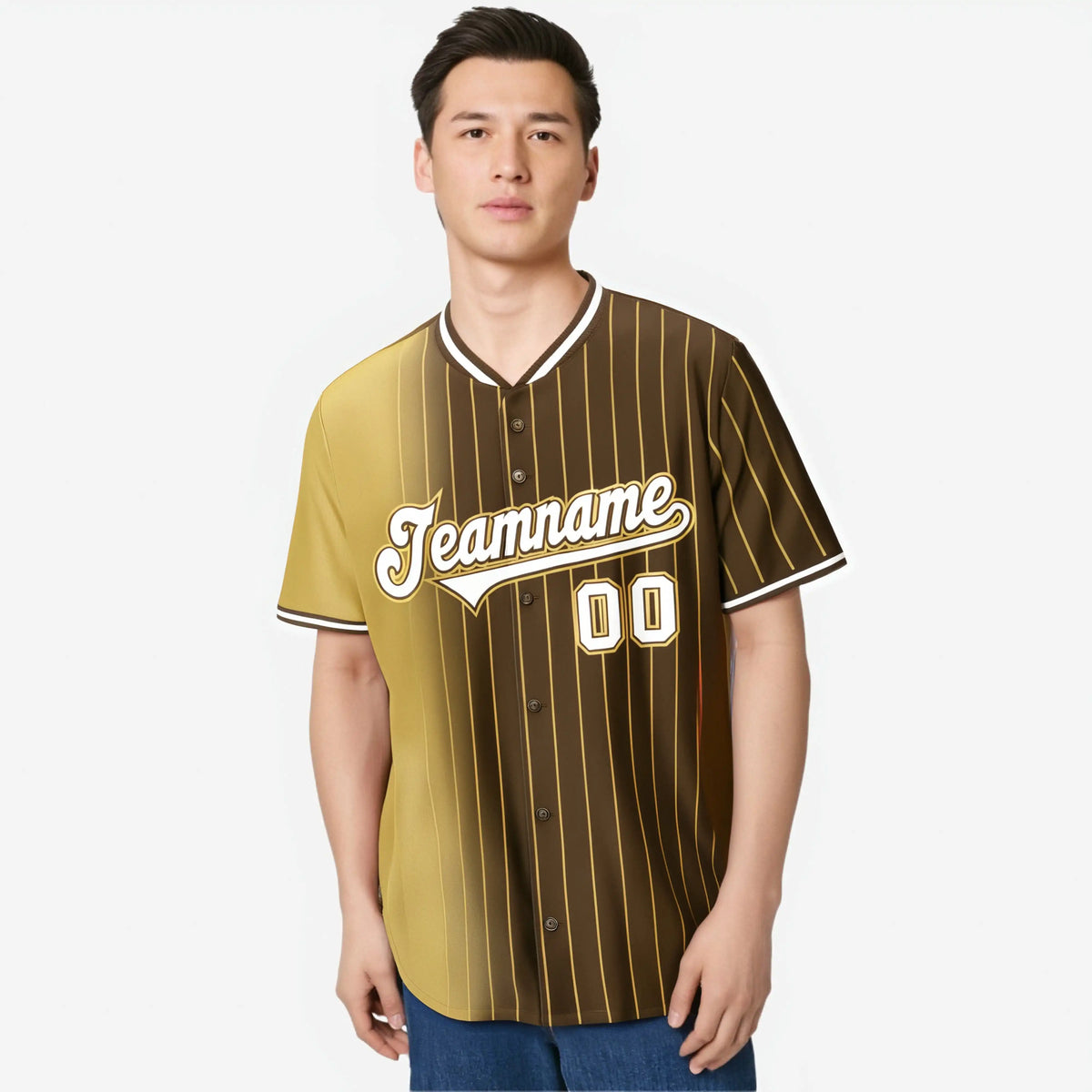 Custom Old-Gold Brown Pinstripe White Authentic Baseball Jersey