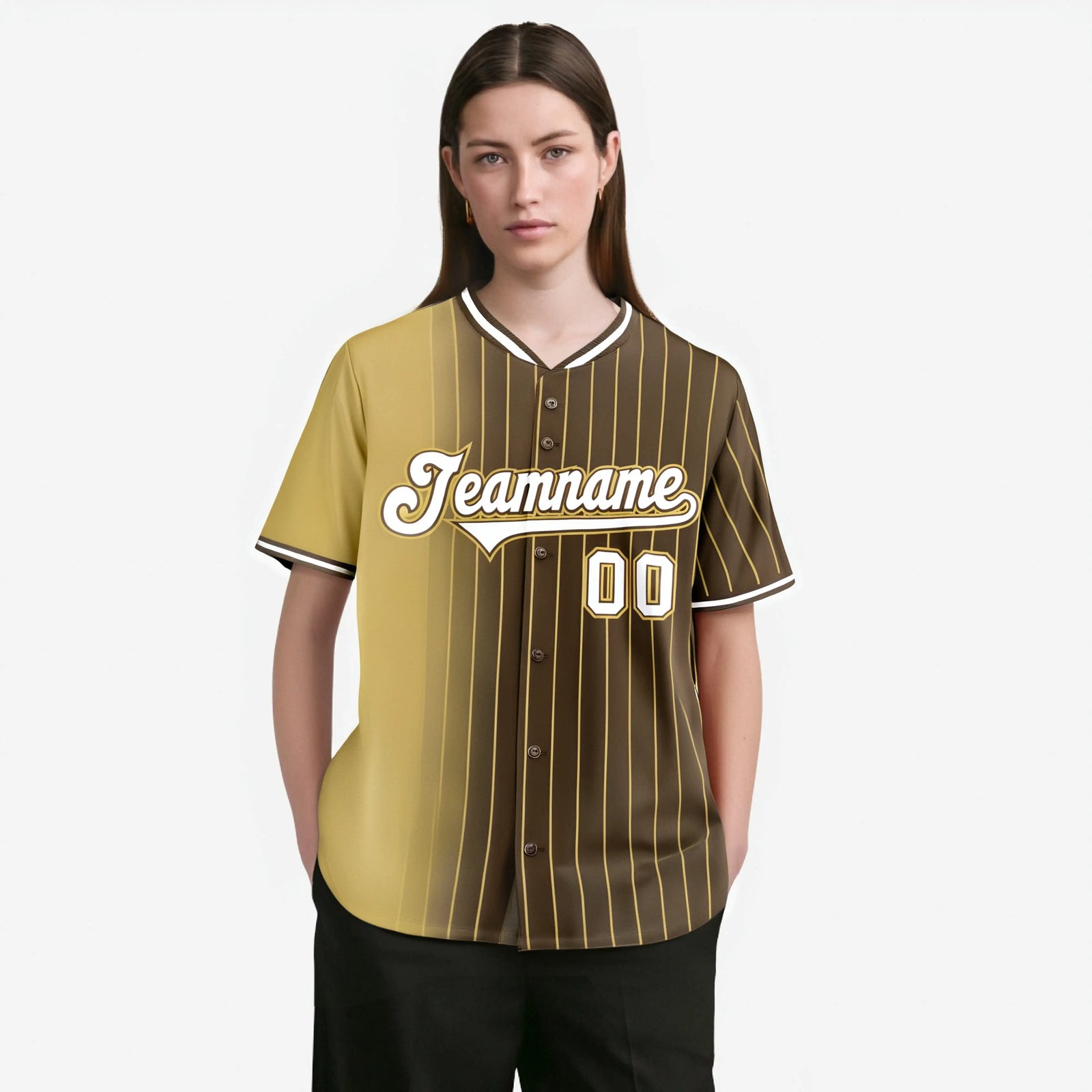 Custom Old-Gold Brown Pinstripe White Authentic Baseball Jersey