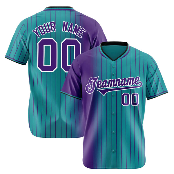 Custom Purple Light Blue Pinstripe Purple Authentic Baseball Jersey