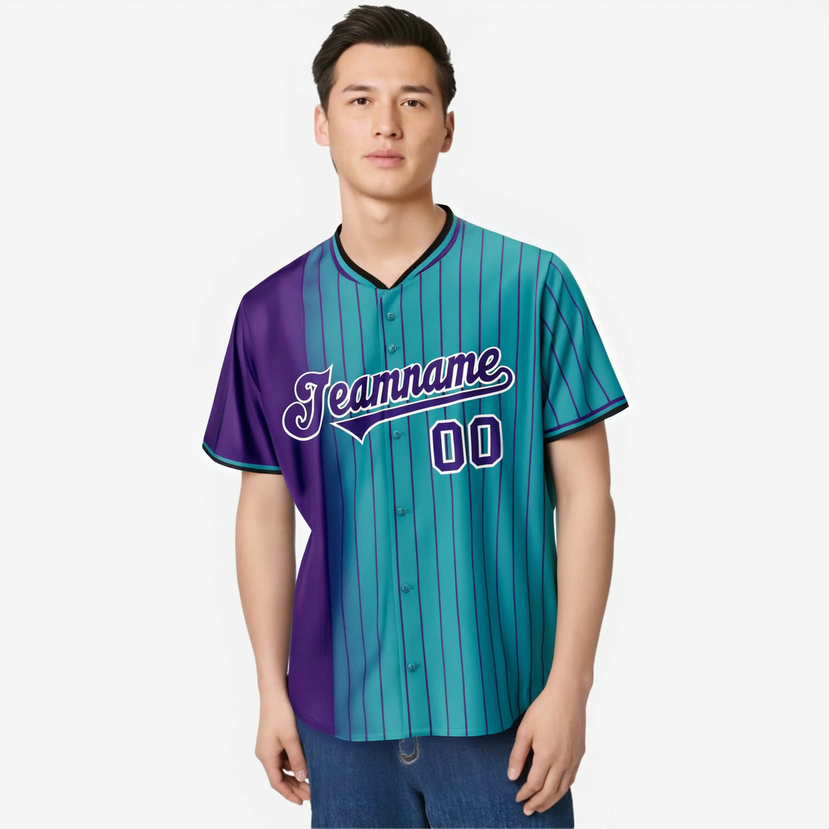 Custom Purple Light-Blue Pinstripe Purple Authentic Baseball Jersey