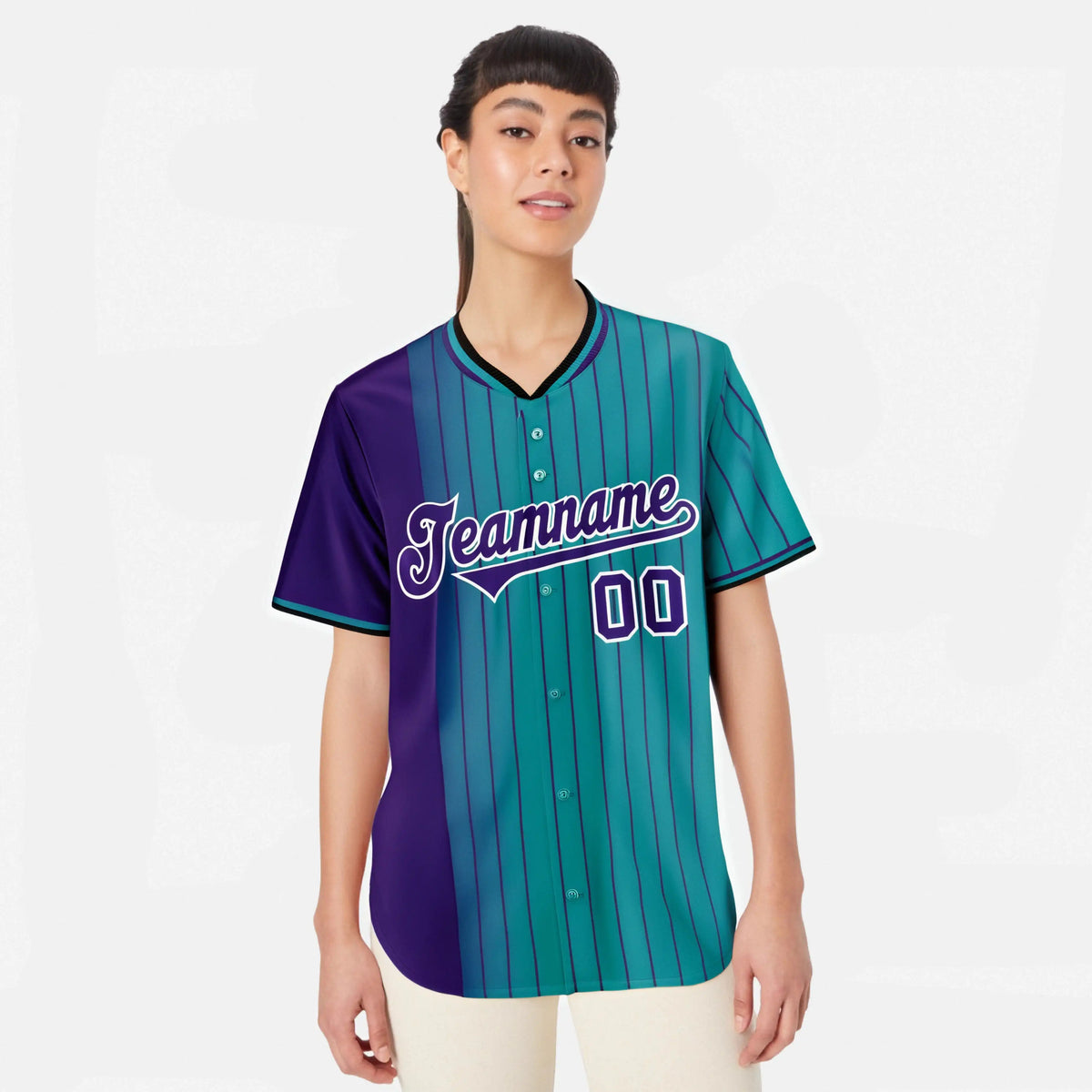 Custom Purple Light-Blue Pinstripe Purple Authentic Baseball Jersey