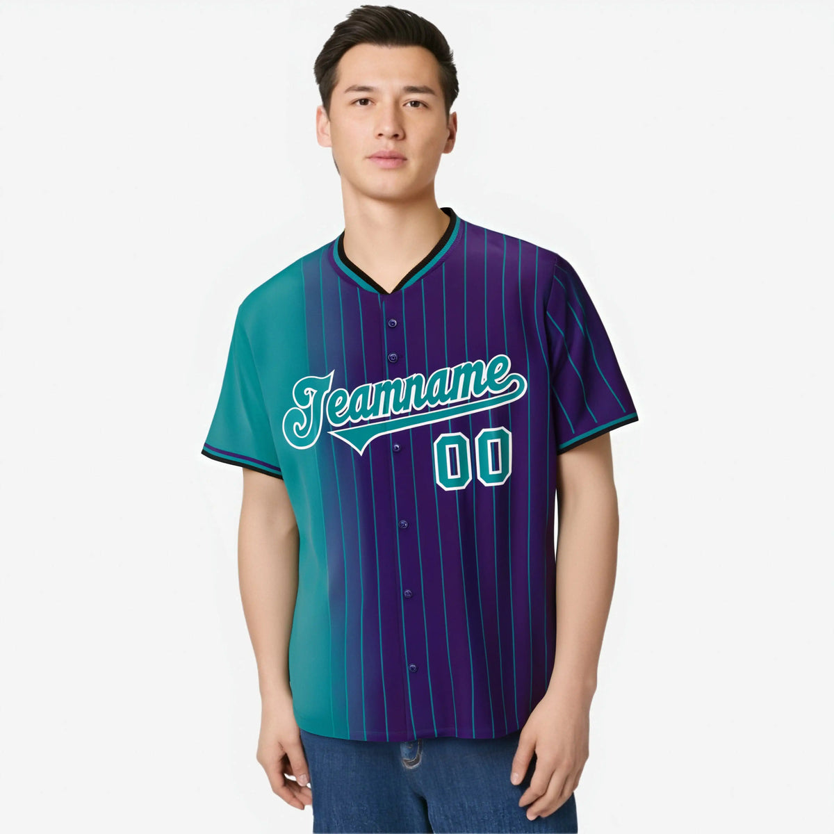 Custom Light-Blue Purple Pinstripe Light-Blue Authentic Baseball Jersey