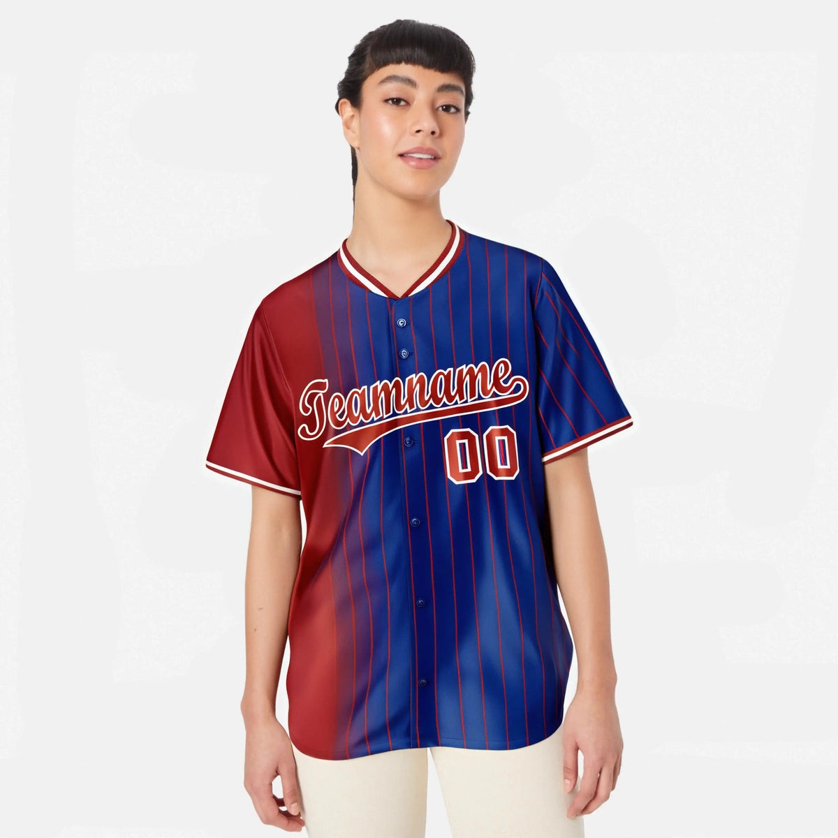 Custom Crimson Blue Pinstripe Crimson Authentic Baseball Jersey