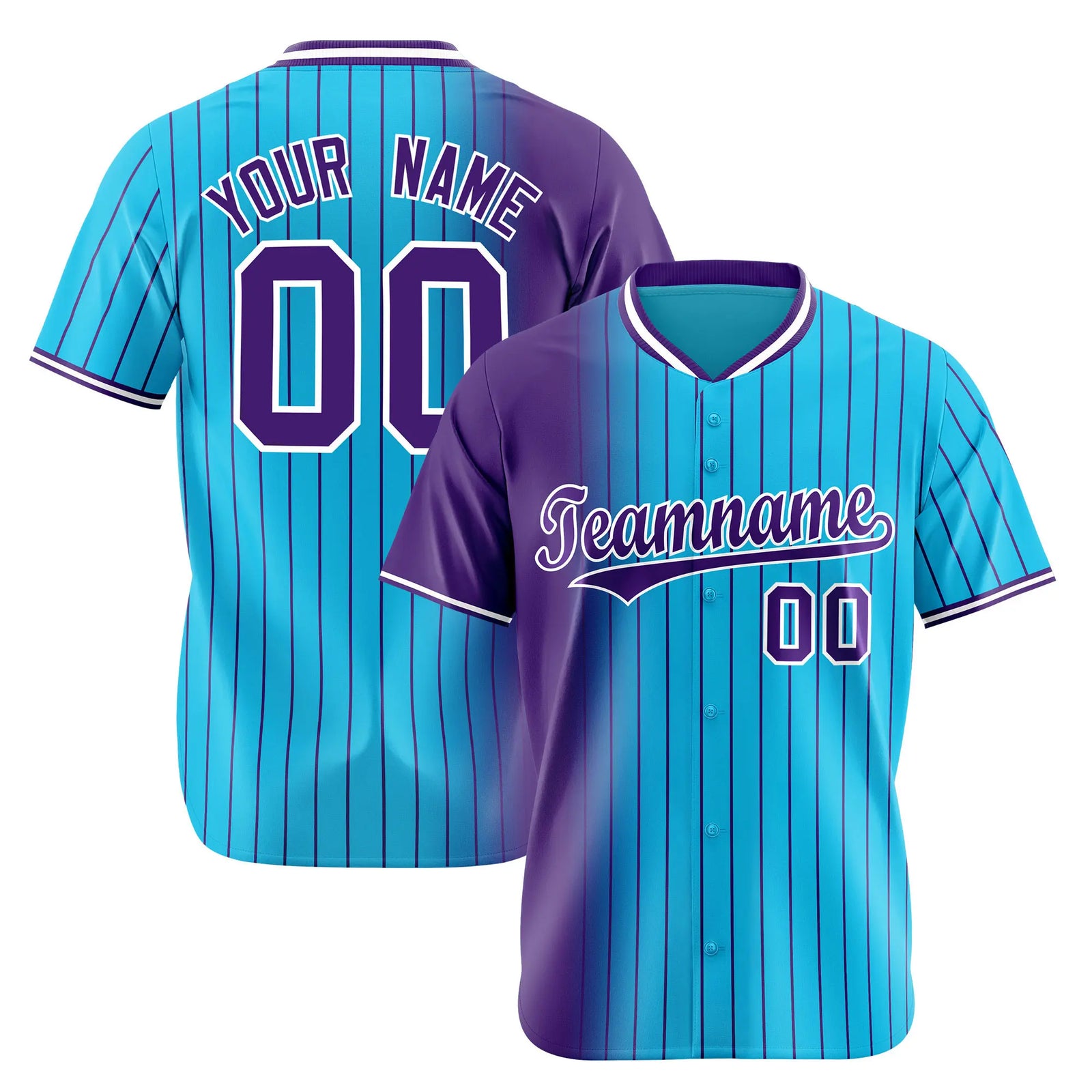 Custom Purple Blue Pinstripe Purple Authentic Baseball Jersey
