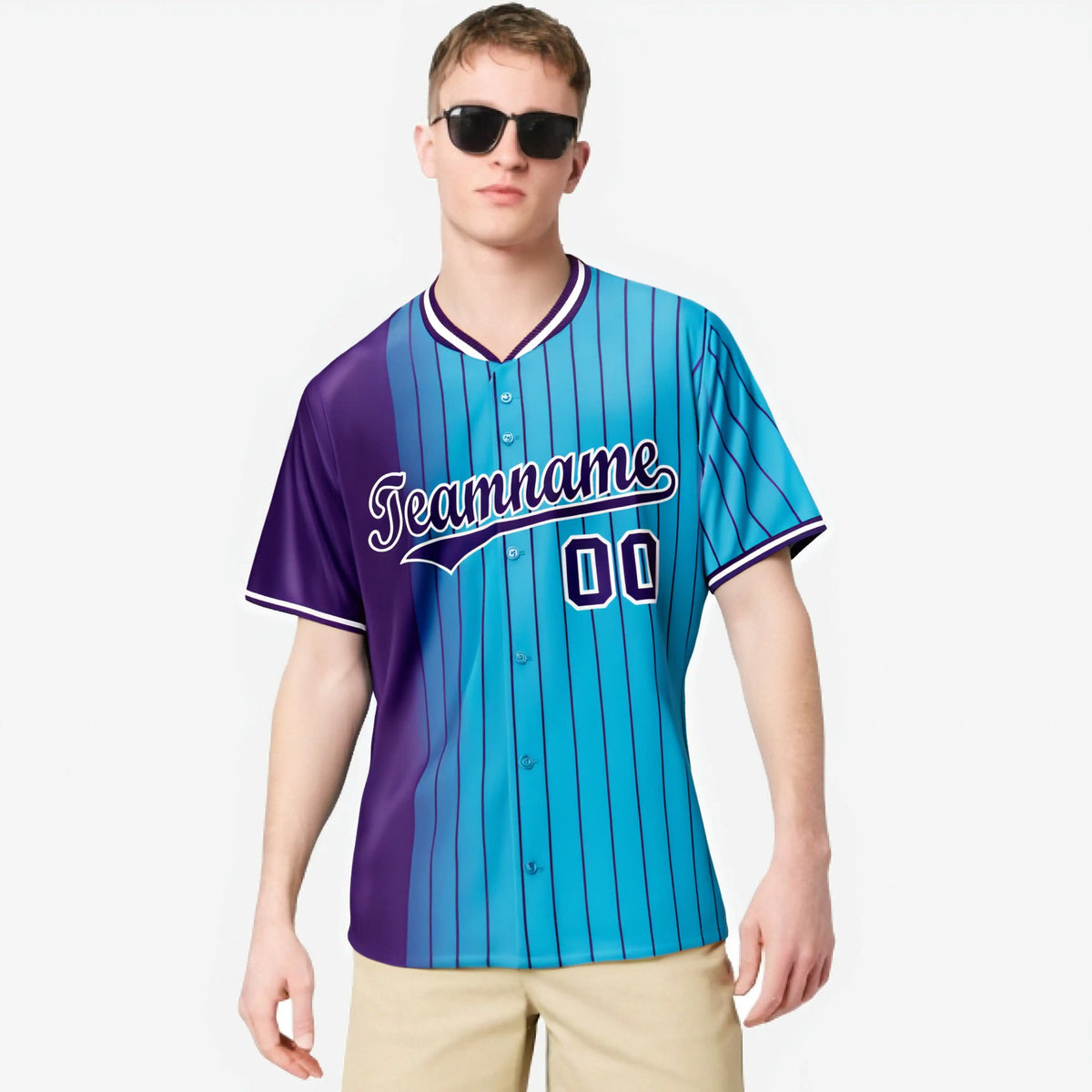 Custom Purple Blue Pinstripe Purple Authentic Baseball Jersey