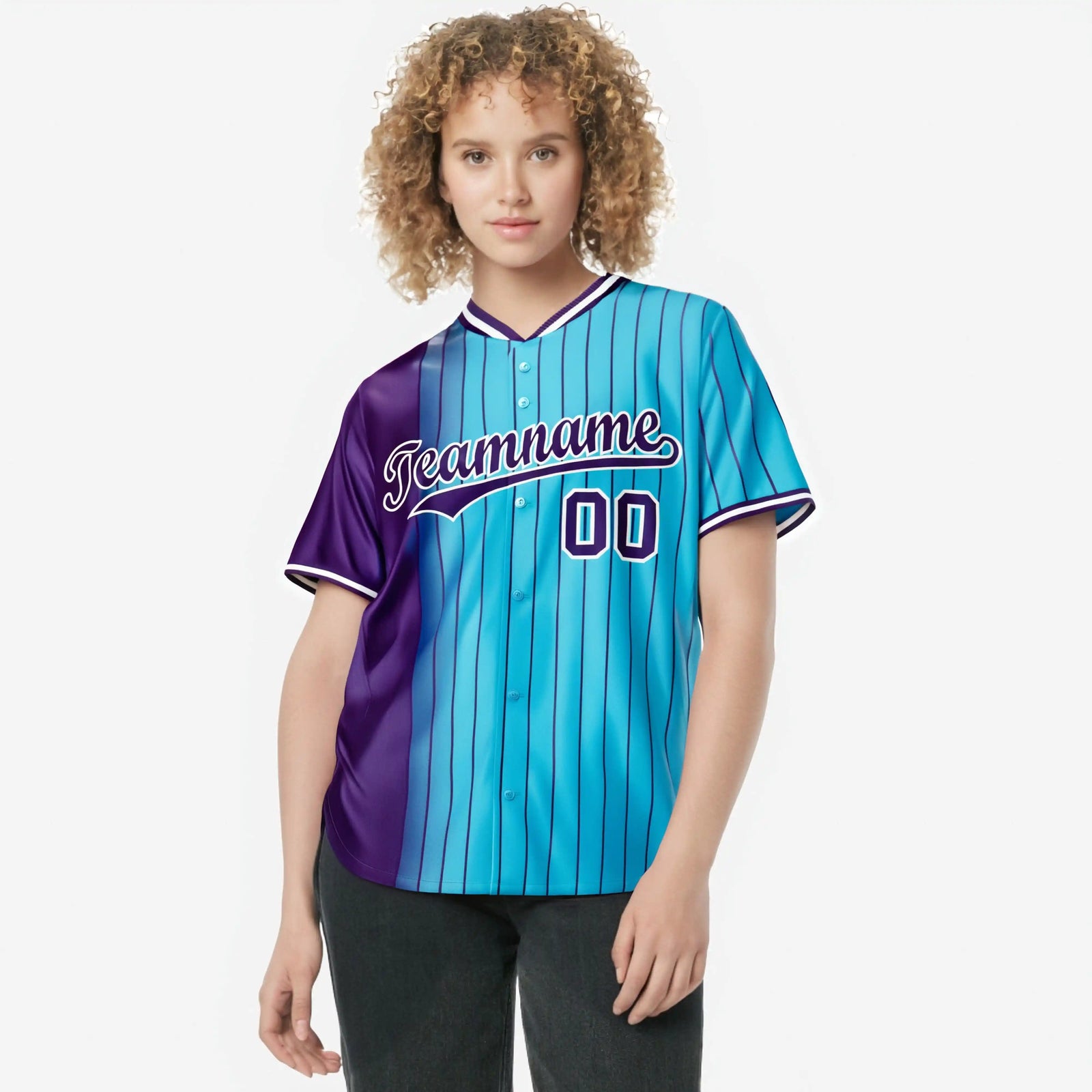 Custom Purple Blue Pinstripe Purple Authentic Baseball Jersey