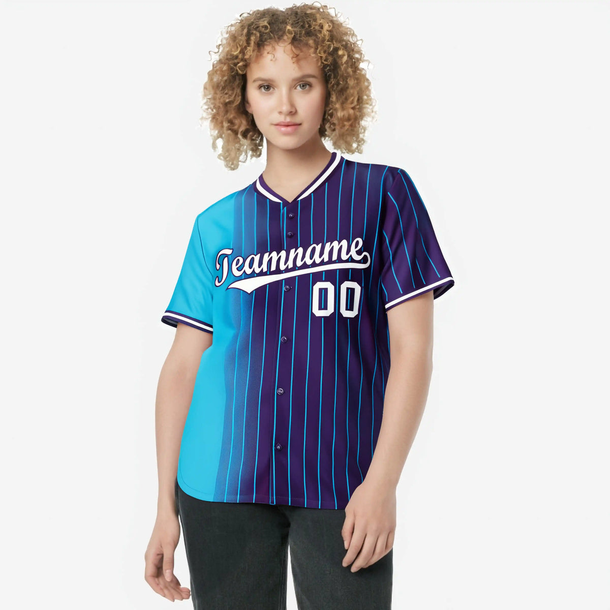 Custom Blue Purple Pinstripe White Authentic Baseball Jersey