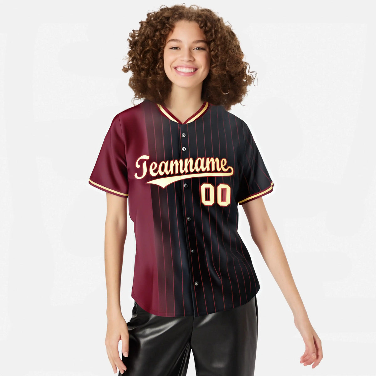 Custom Crimson Black Pinstripe Old-Gold Authentic Baseball Jersey