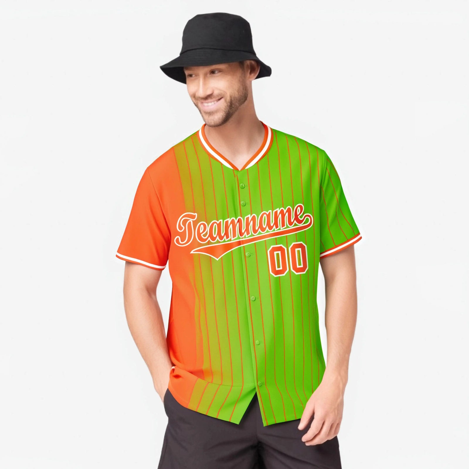 Custom Orange Neon-Green Pinstripe Orange Authentic Baseball Jersey