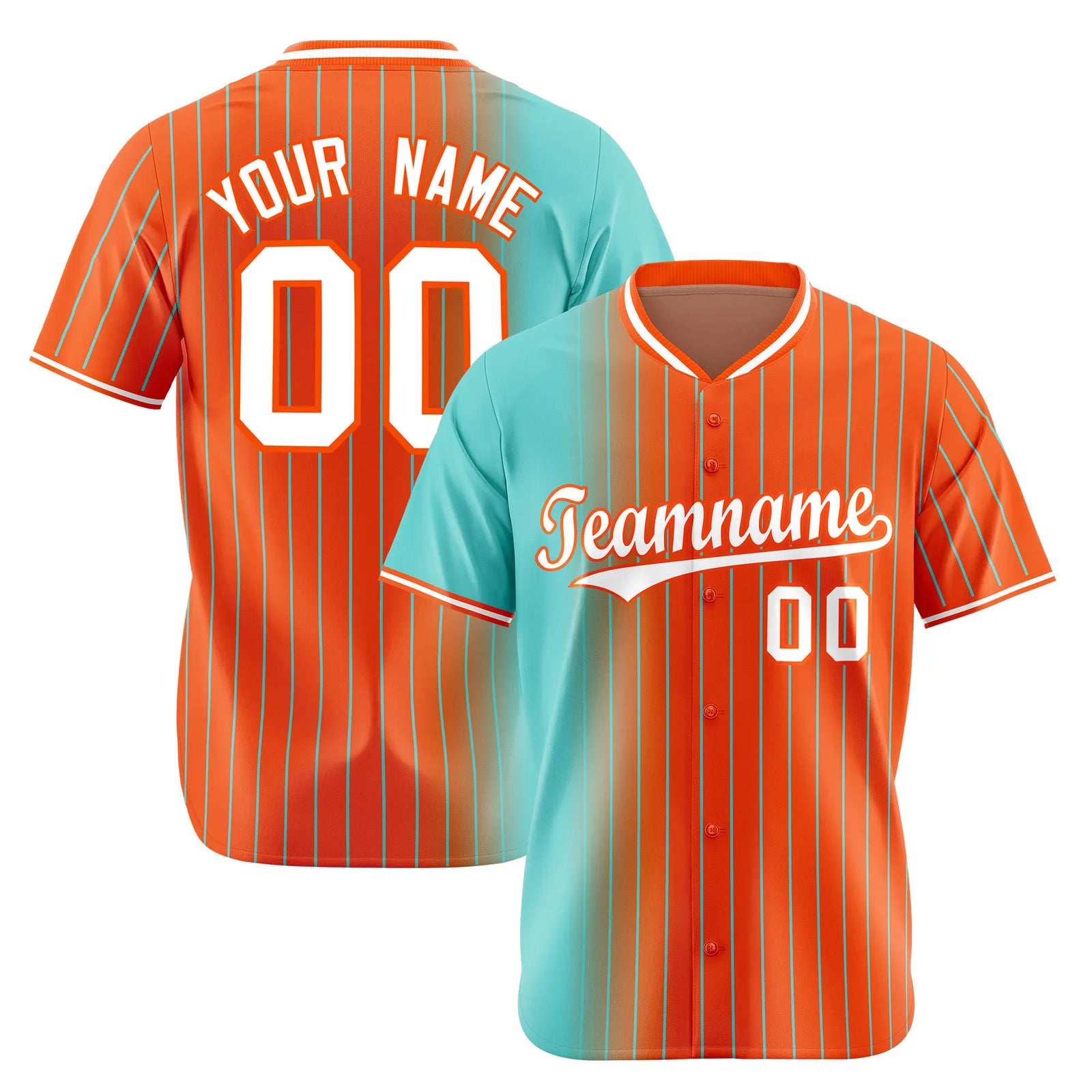 Custom Light-Blue Orange Pinstripe White Authentic Baseball Jersey