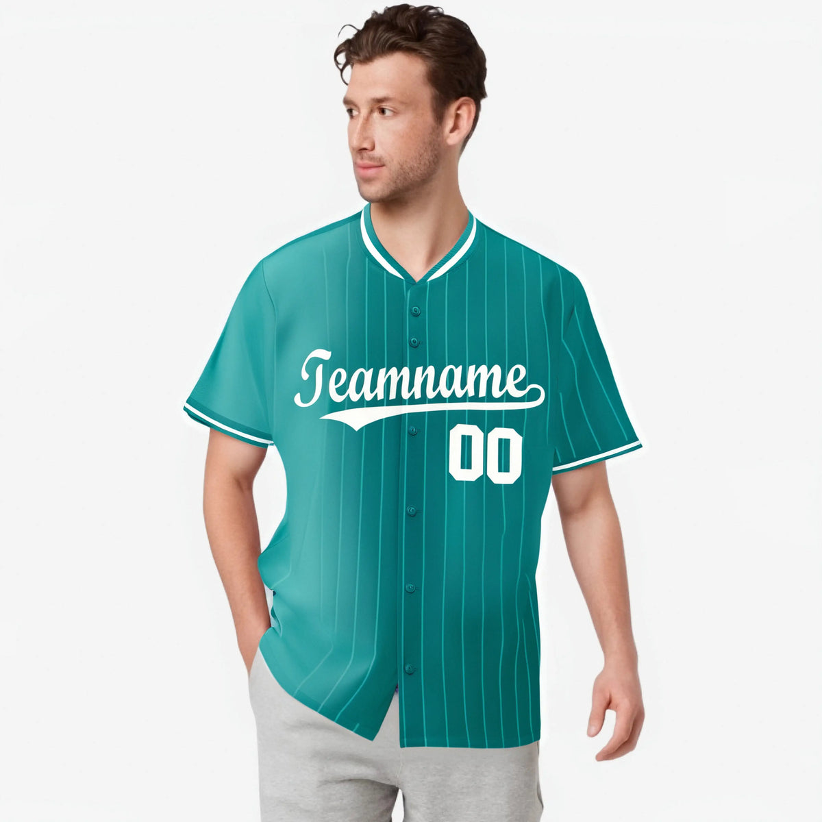 Custom Light-Blue Pinstripe White Authentic Baseball Jersey