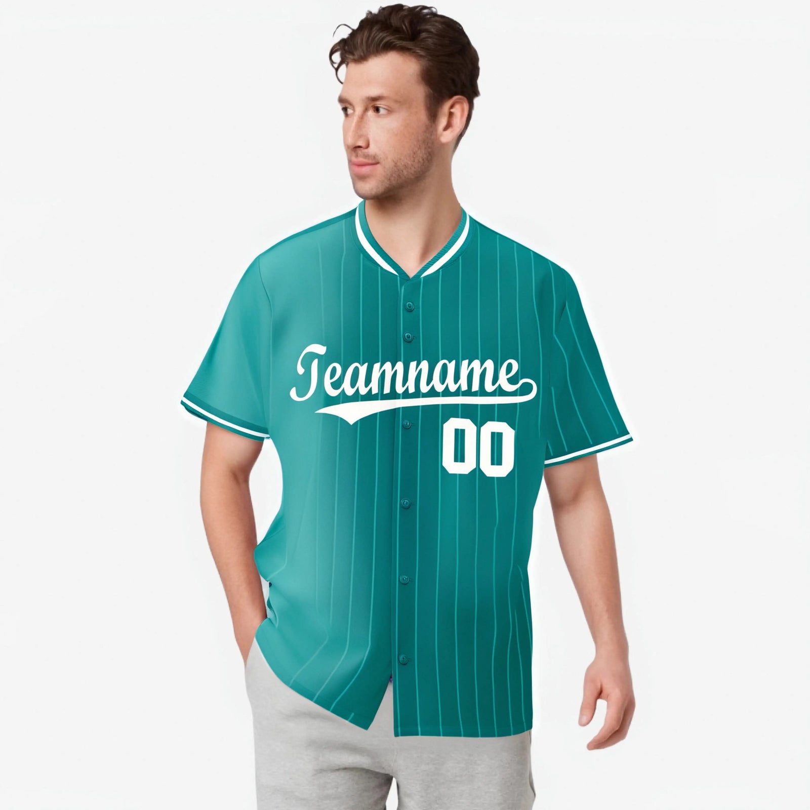 Custom Light-Blue Pinstripe White Authentic Baseball Jersey