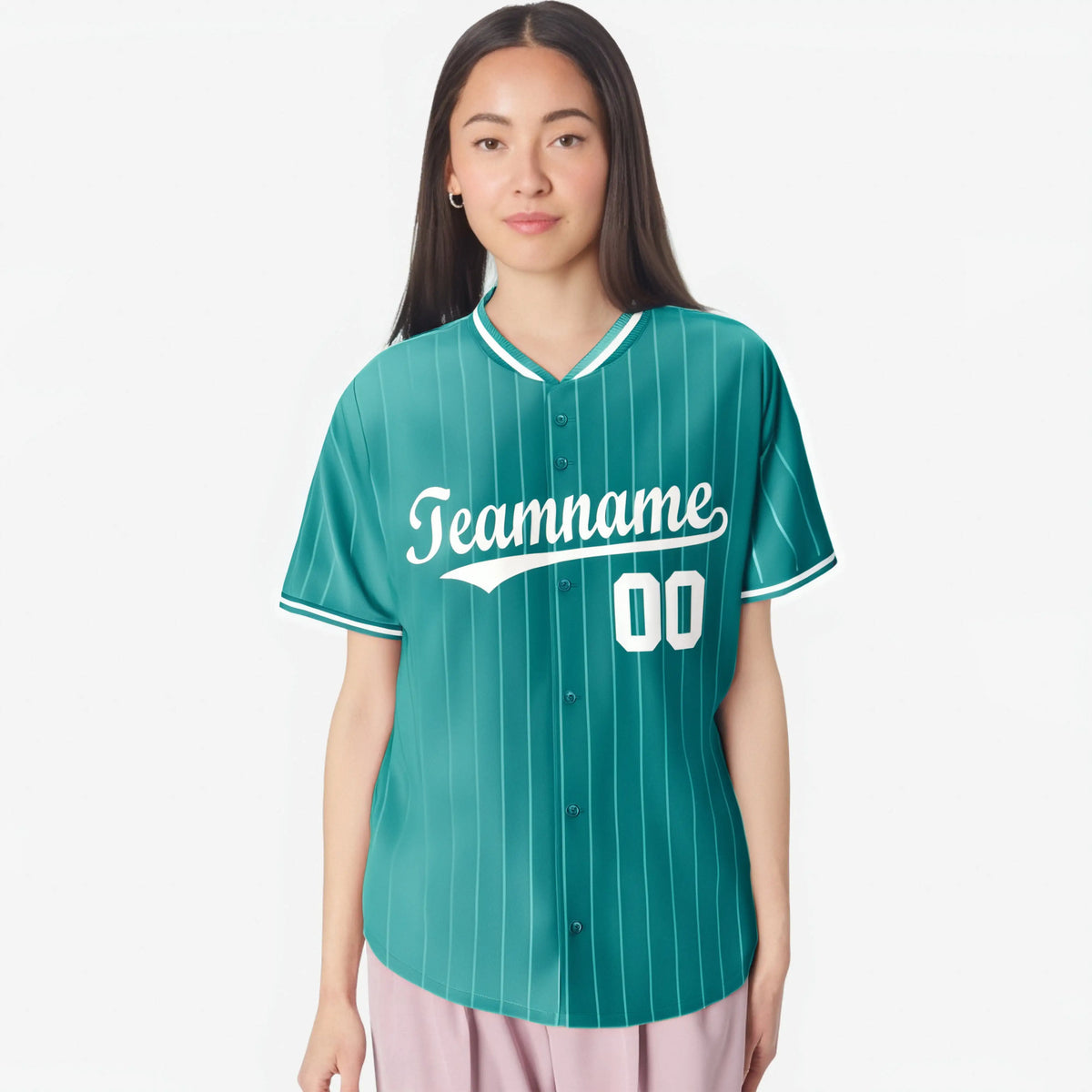 Custom Light-Blue Pinstripe White Authentic Baseball Jersey