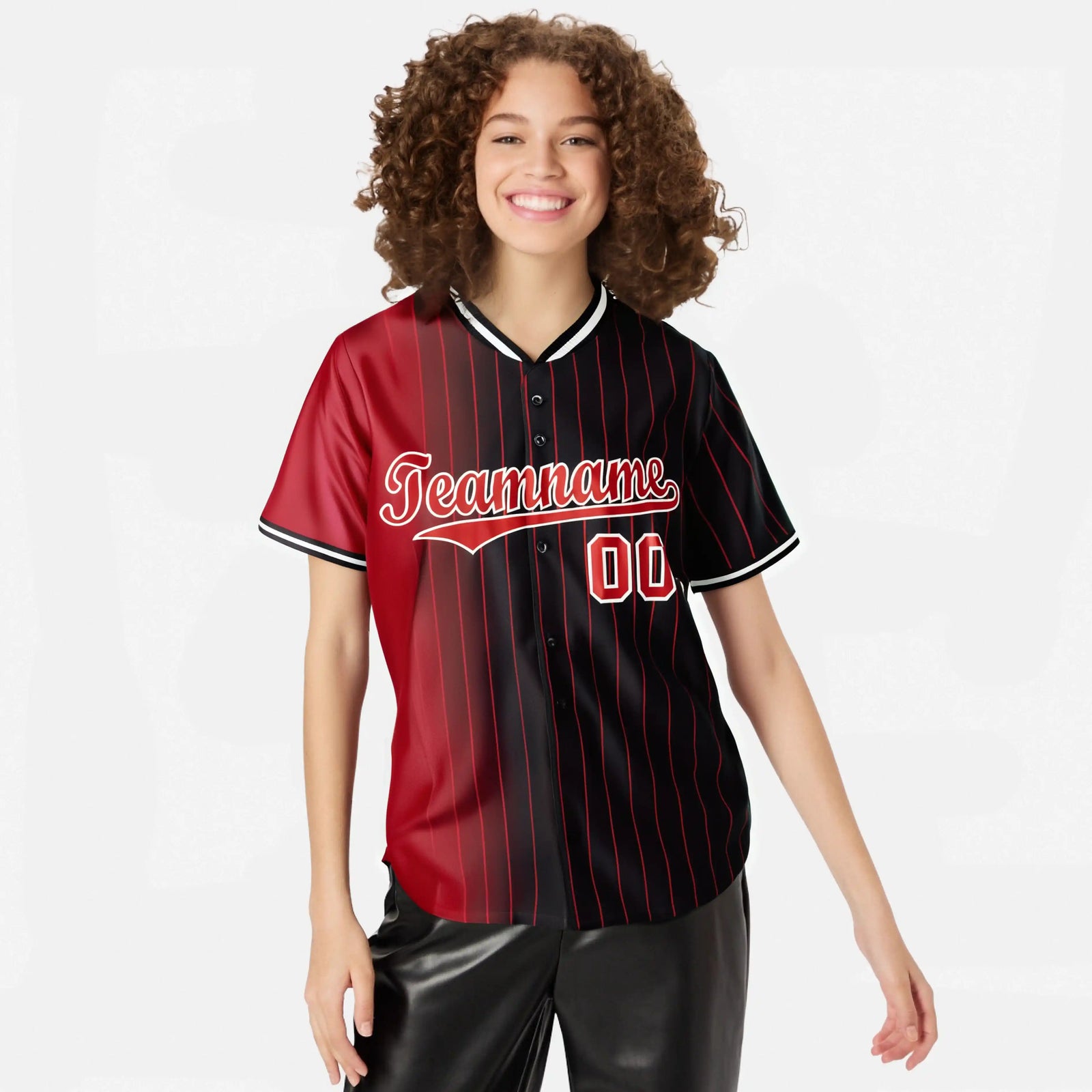 Custom Red Black Pinstripe Red Authentic Baseball Jersey