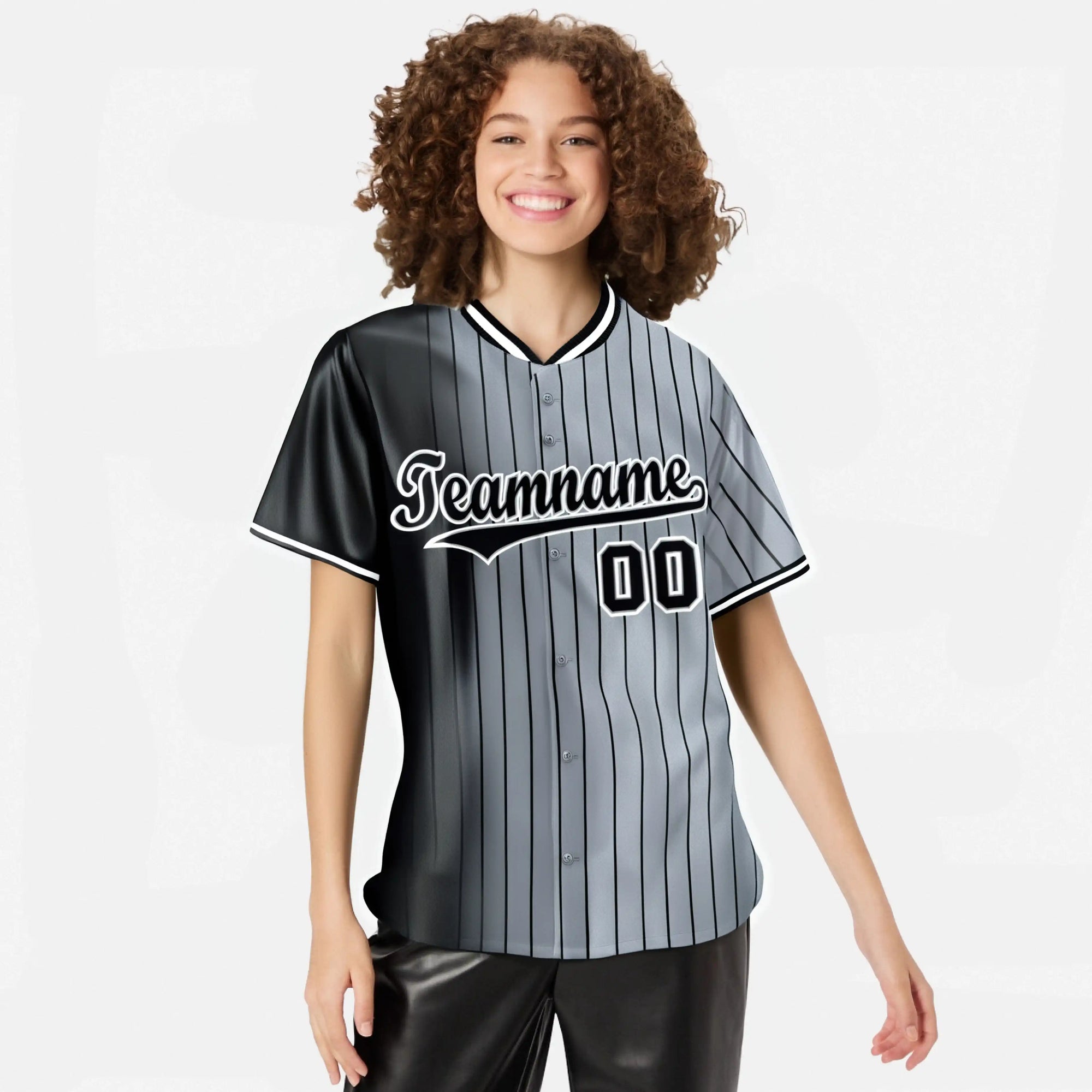 Custom Black Gray Pinstripe Black Authentic Baseball Jersey