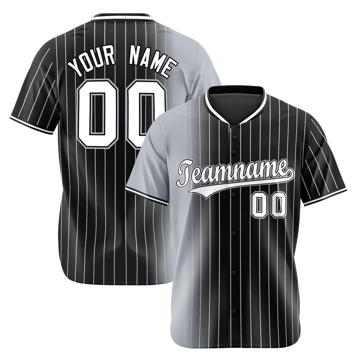 Custom Gray Black Pinstripe White Authentic Baseball Jersey