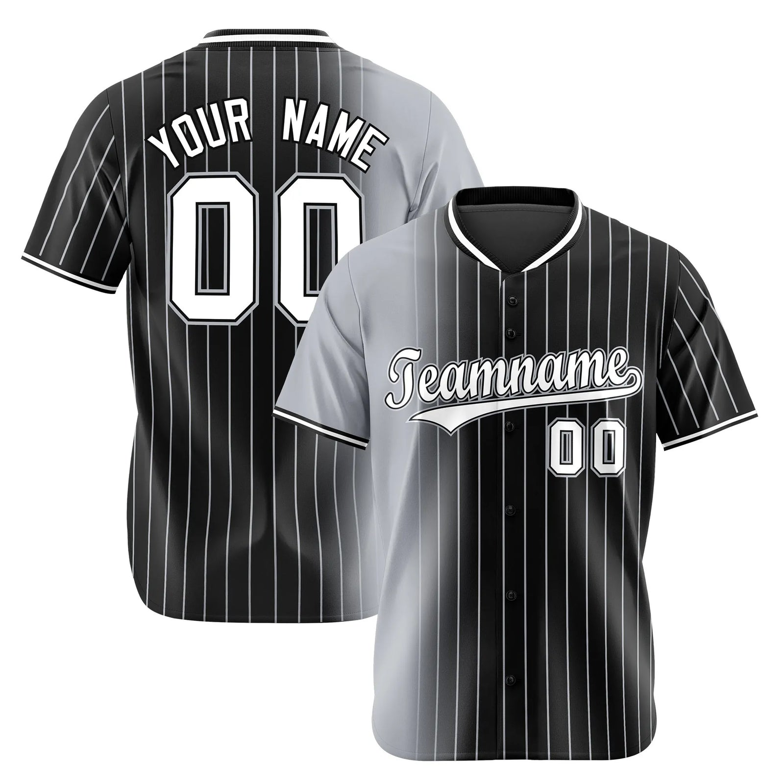 Custom Gray Black Pinstripe White Authentic Baseball Jersey