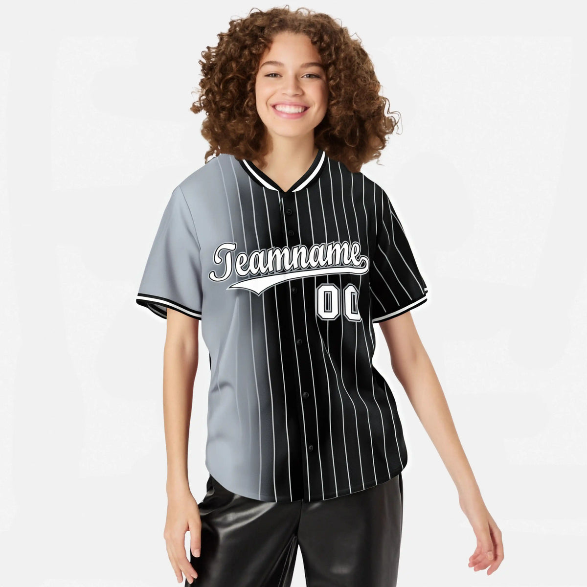 Custom Gray Black Pinstripe White Authentic Baseball Jersey