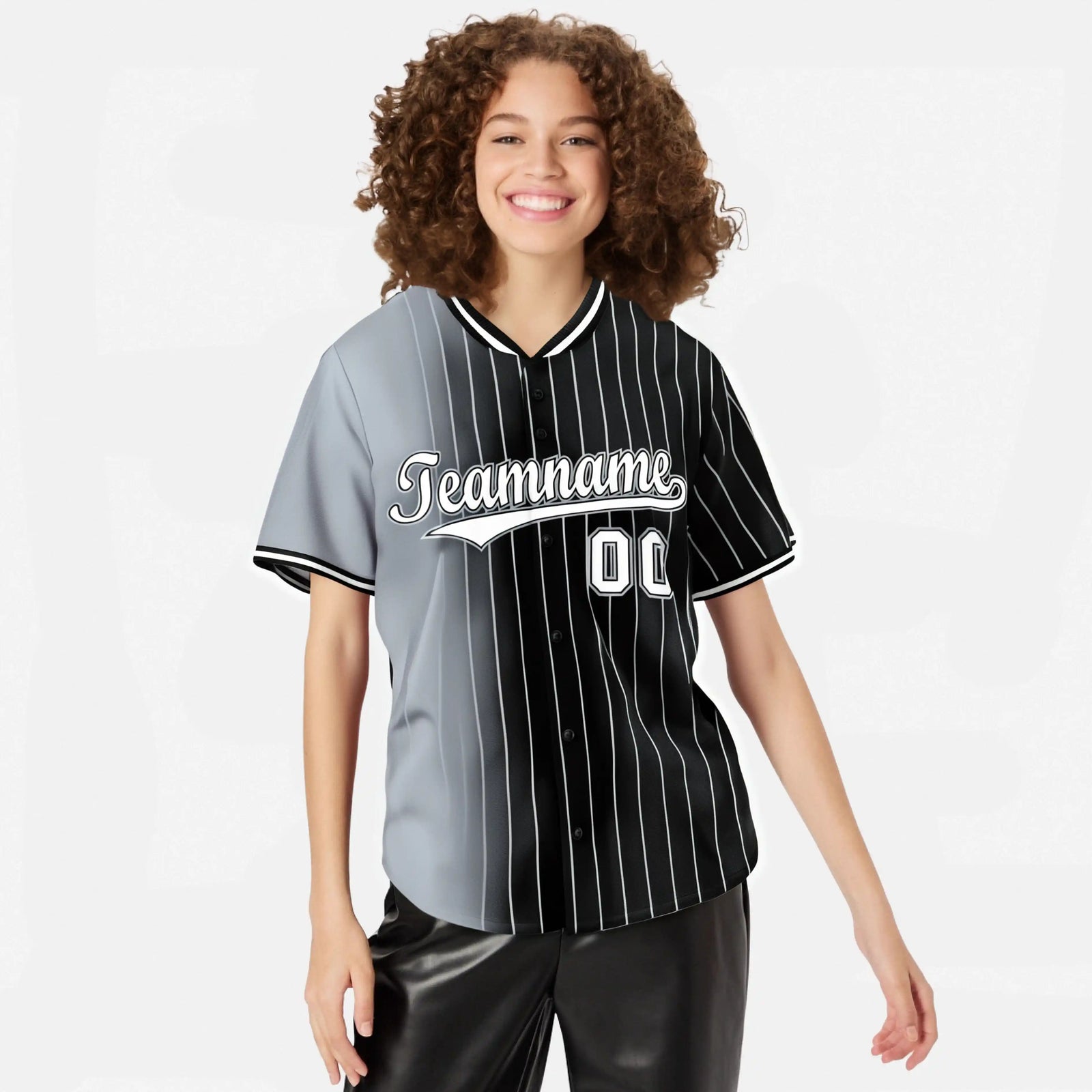 Custom Gray Black Pinstripe White Authentic Baseball Jersey