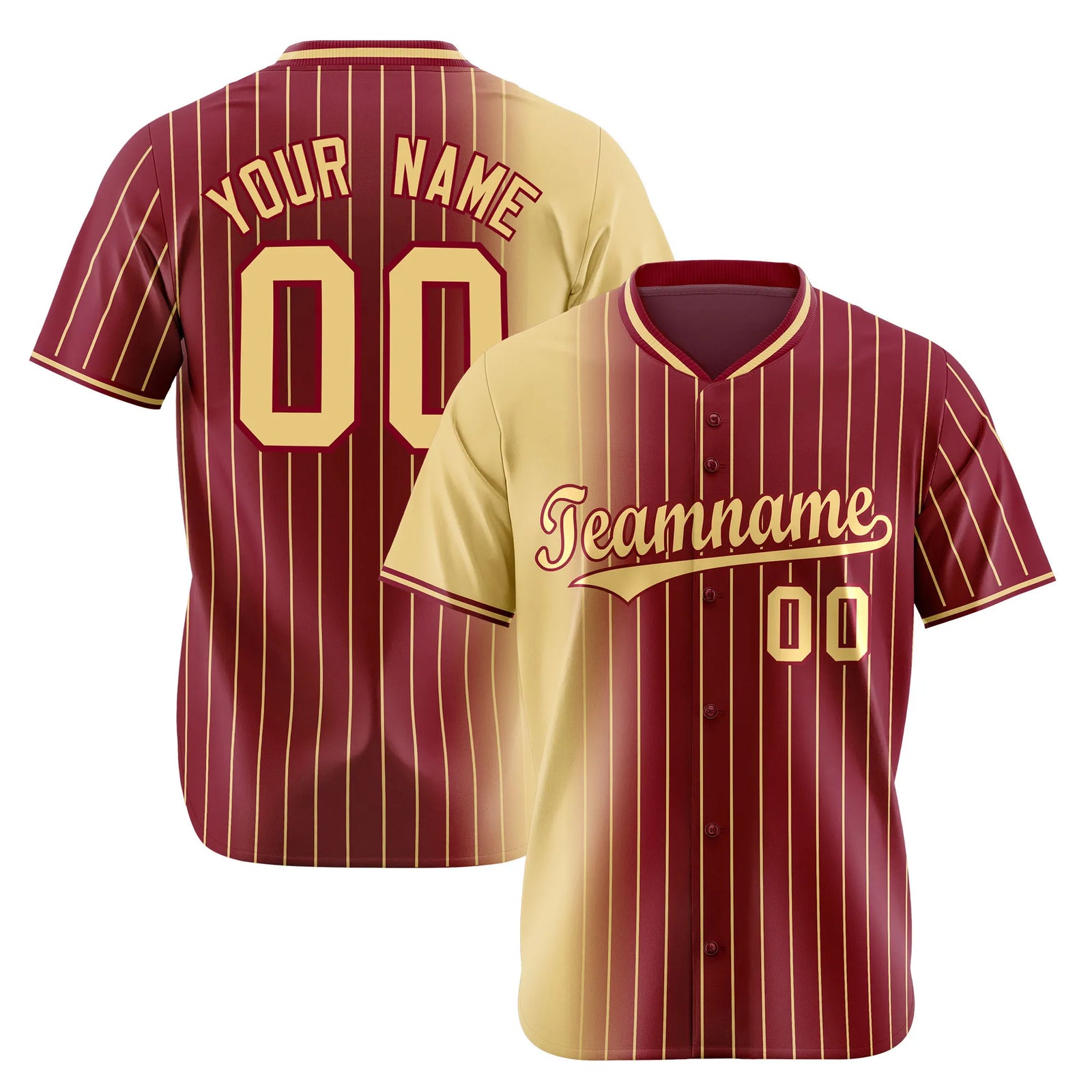 Custom Old-Gold Crimson Pinstripe Old-Gold Authentic Baseball Jersey