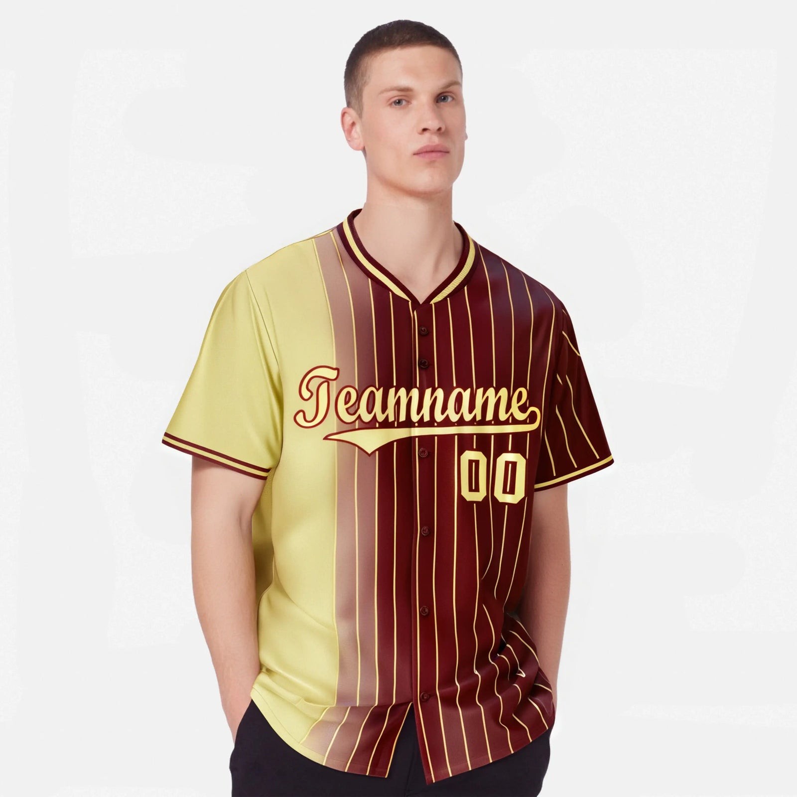 Custom Old-Gold Crimson Pinstripe Old-Gold Authentic Baseball Jersey