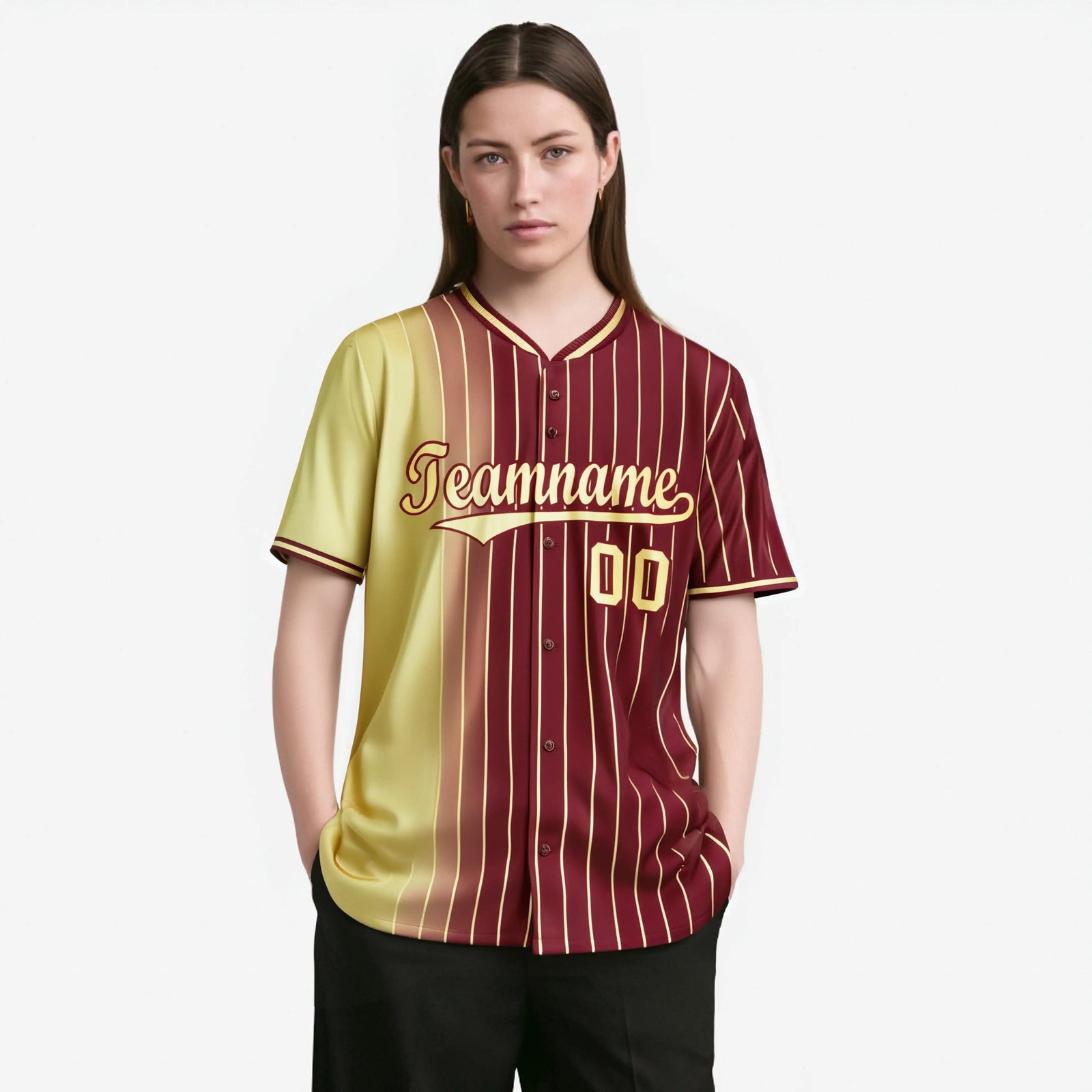 Custom Old-Gold Crimson Pinstripe Old-Gold Authentic Baseball Jersey