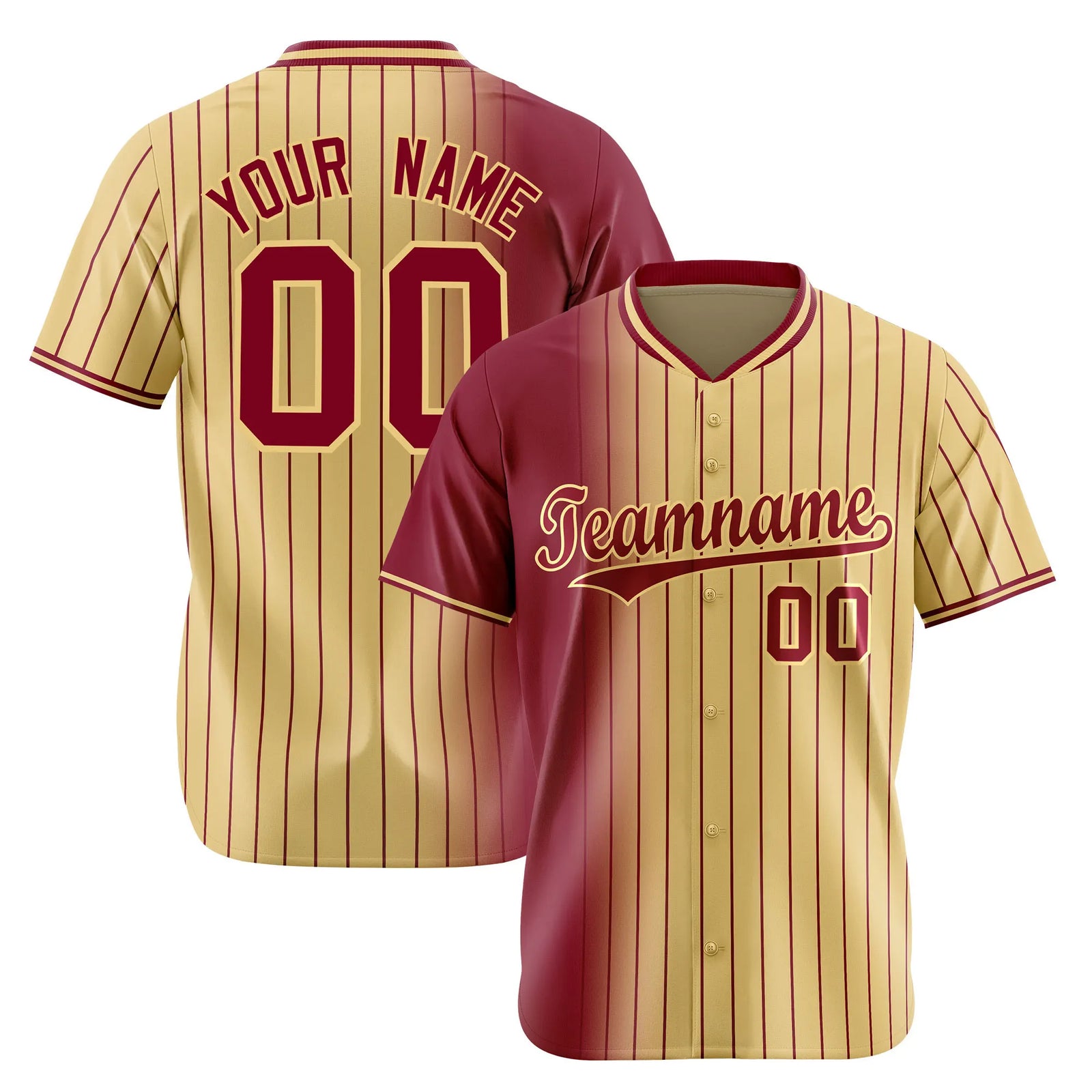 Custom Crimson Old-Gold Pinstripe Crimson Authentic Baseball Jersey