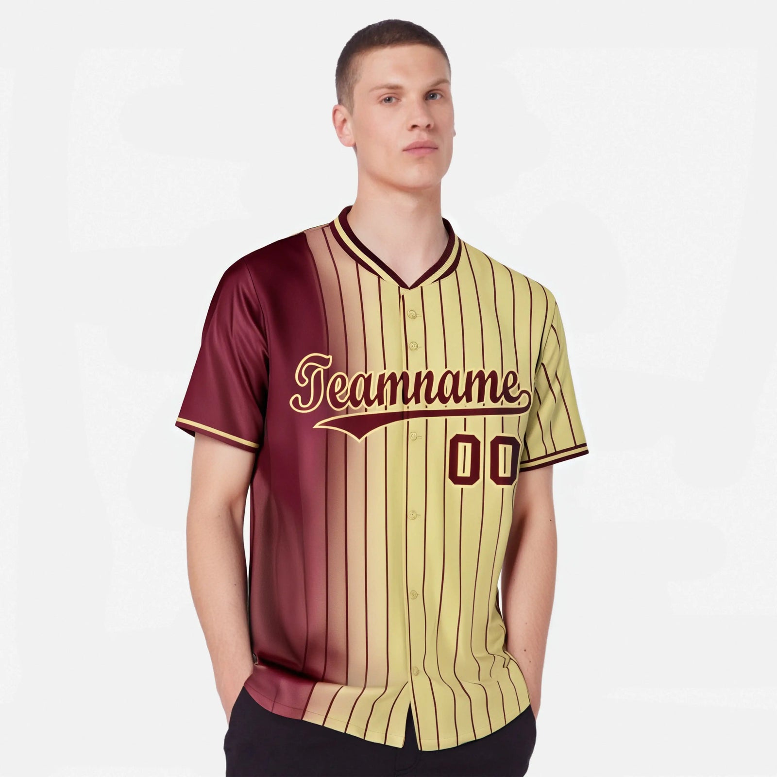 Custom Crimson Old-Gold Pinstripe Crimson Authentic Baseball Jersey