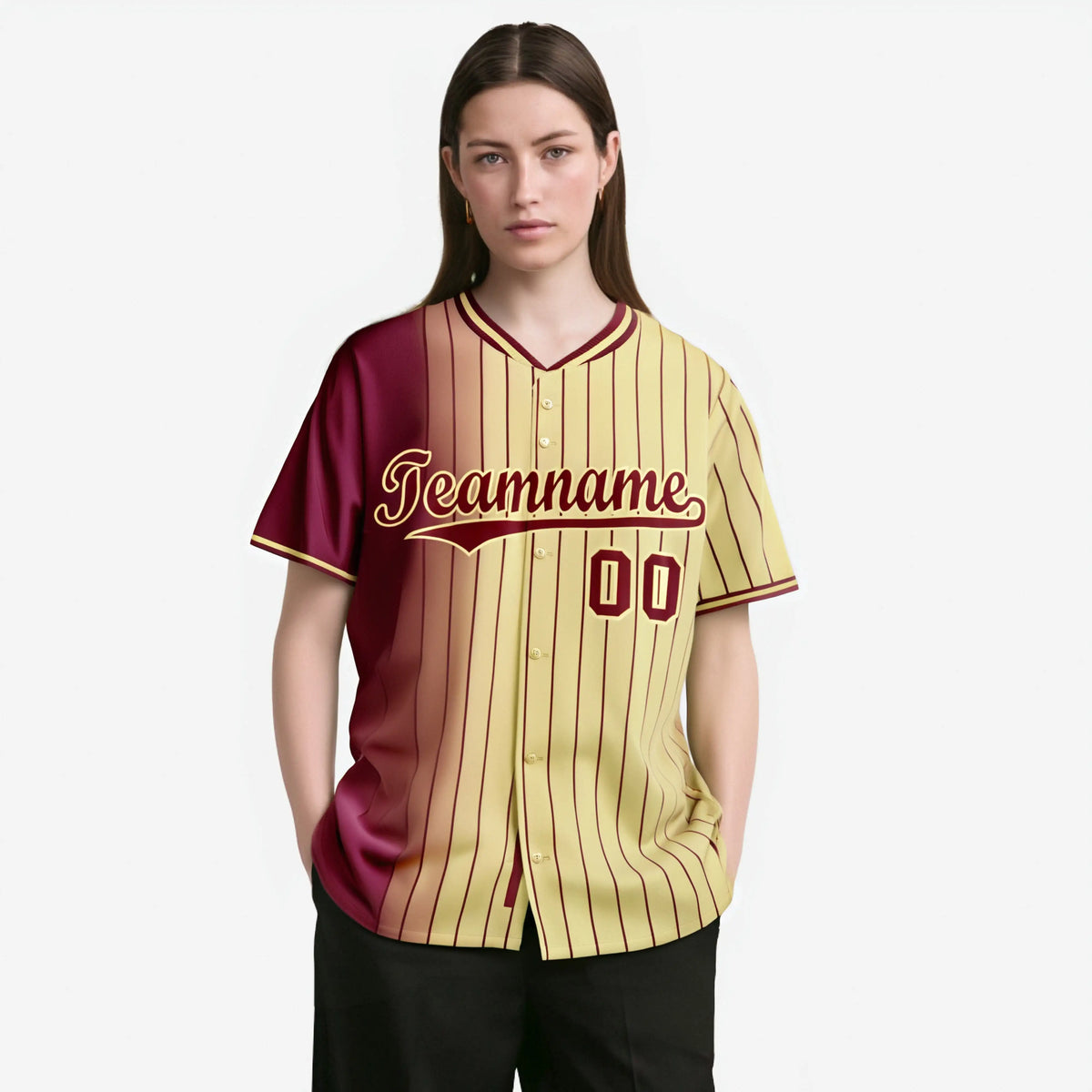 Custom Crimson Old-Gold Pinstripe Crimson Authentic Baseball Jersey
