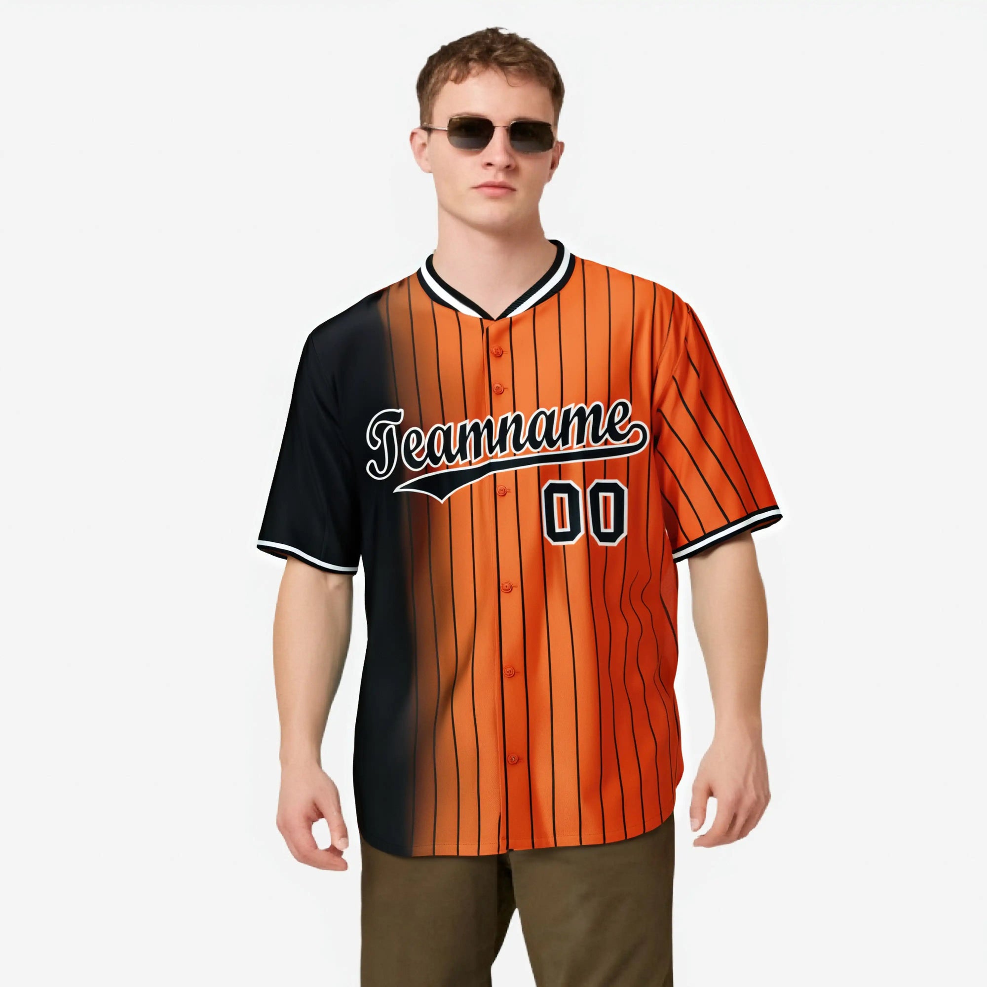 Custom Black Bay-Orange Pinstripe Black Authentic Baseball Jersey