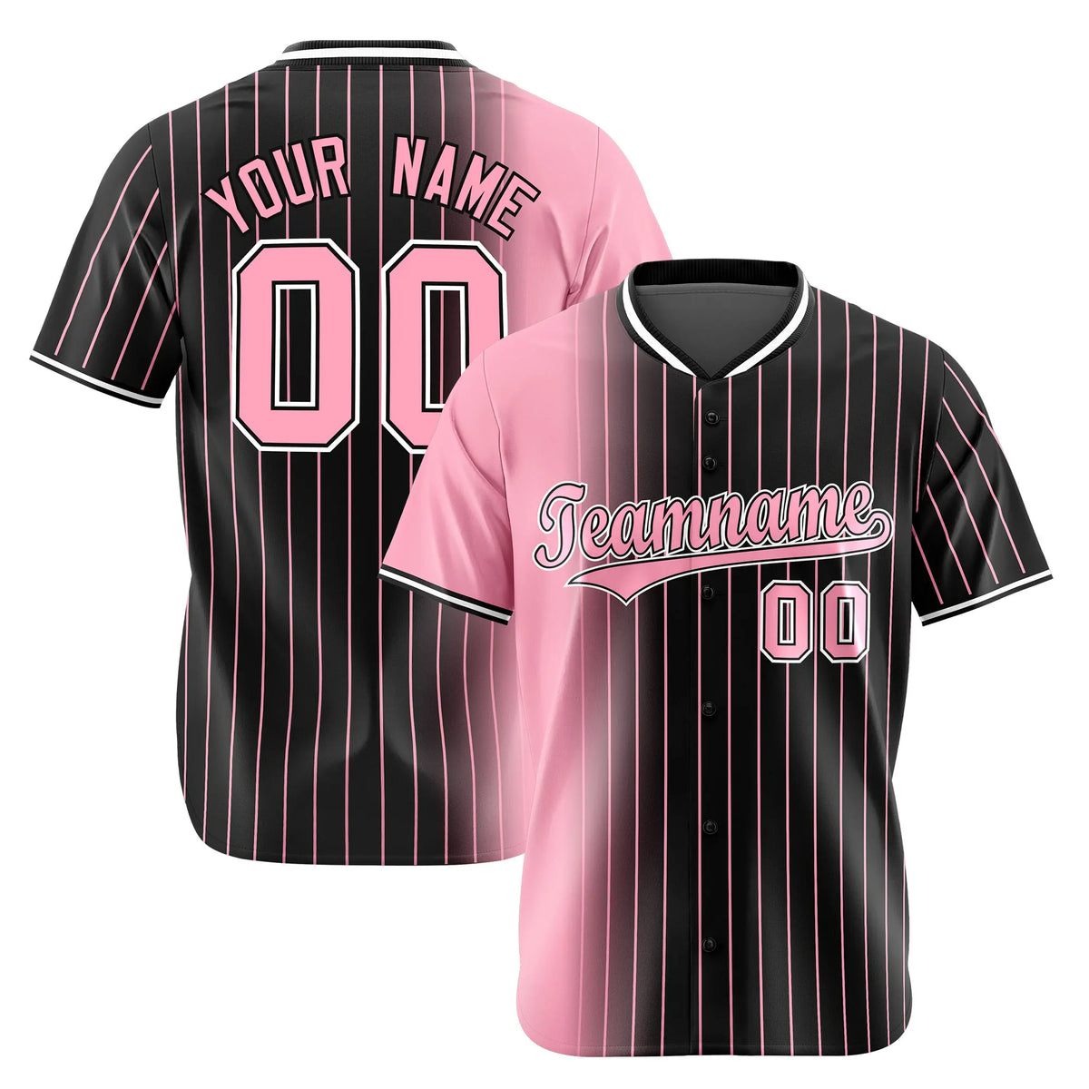 Custom Pink Black Pinstripe Pink Authentic Baseball Jersey