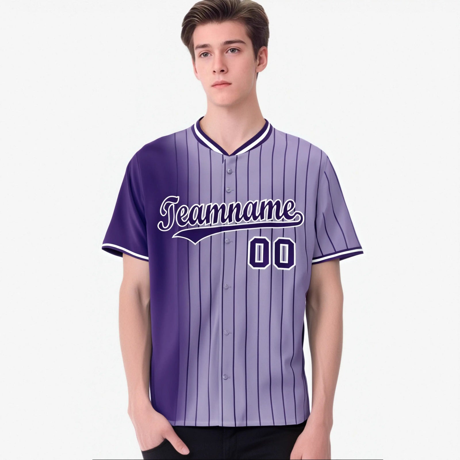 Custom Purple Light Purple Pinstripe Purple Authentic Baseball Jersey