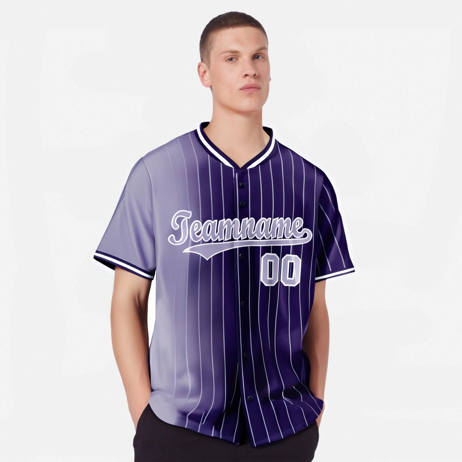 Custom Light Purple Purple Pinstripe Light Purple Authentic Baseball Jersey