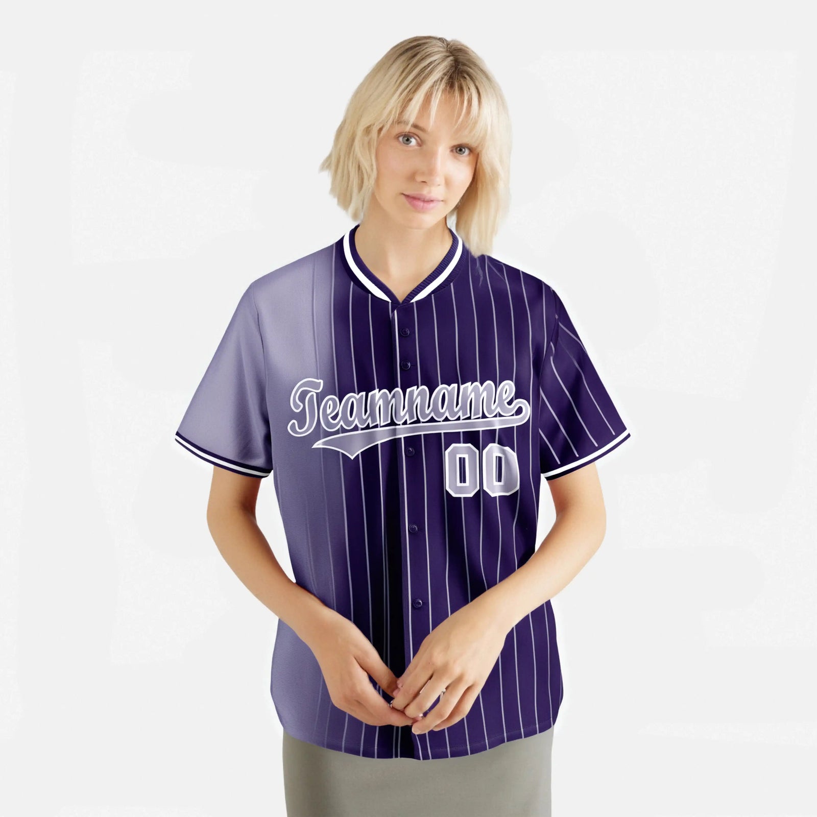Custom Light Purple Purple Pinstripe Light Purple Authentic Baseball Jersey