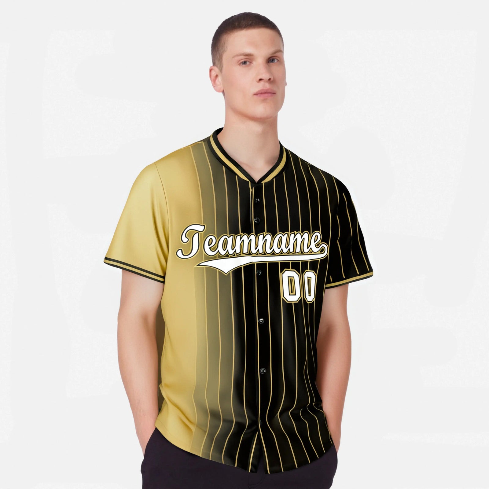 Custom Old-Gold Black Pinstripe White Authentic Baseball Jersey