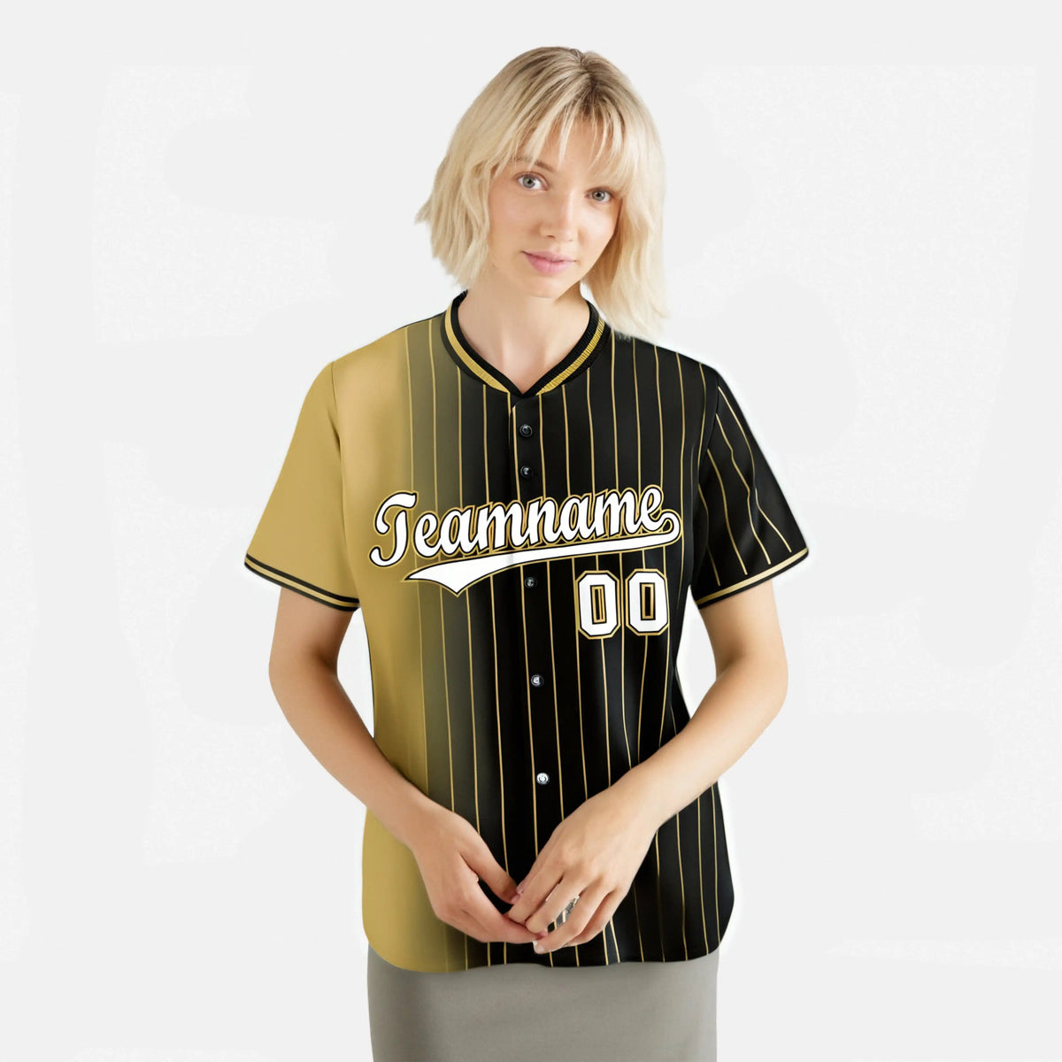 Custom Old-Gold Black Pinstripe White Authentic Baseball Jersey